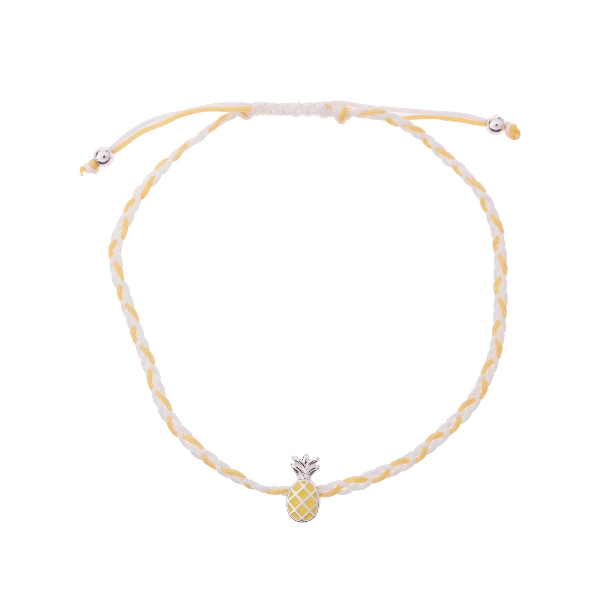 Colorful Enamel Pineapple on Braided Nylon Anklet