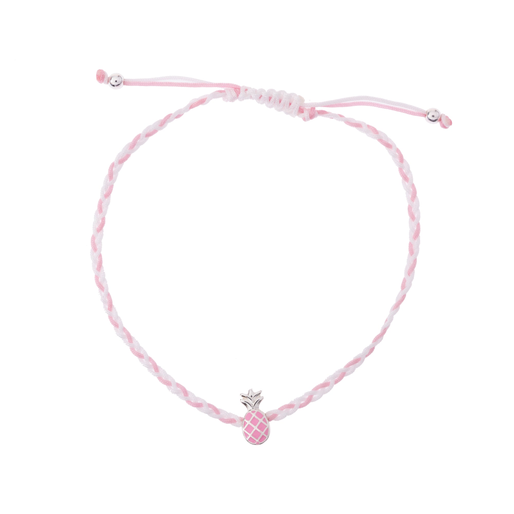 Colorful Enamel Pineapple on Braided Nylon Anklet