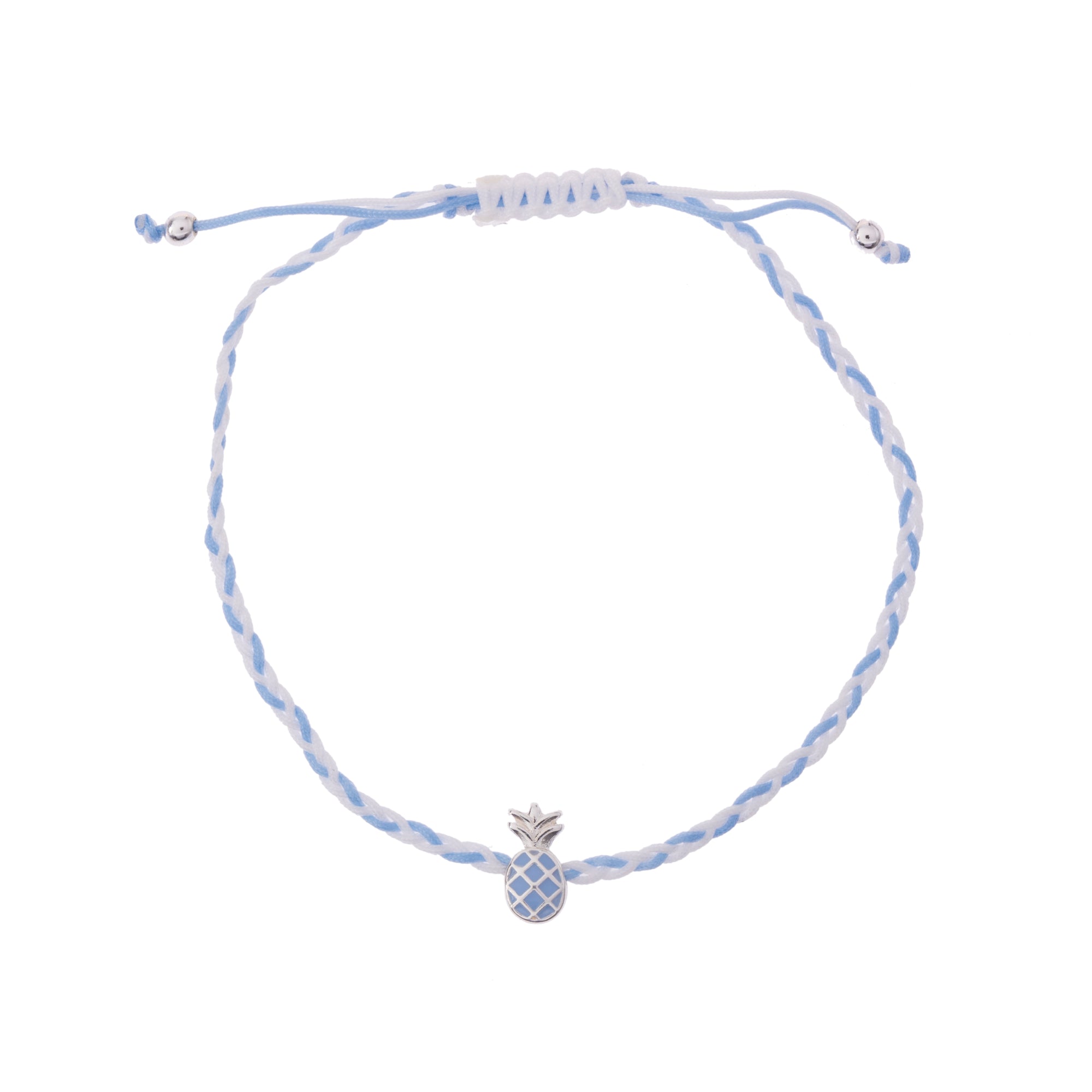 Colorful Enamel Pineapple on Braided Nylon Anklet