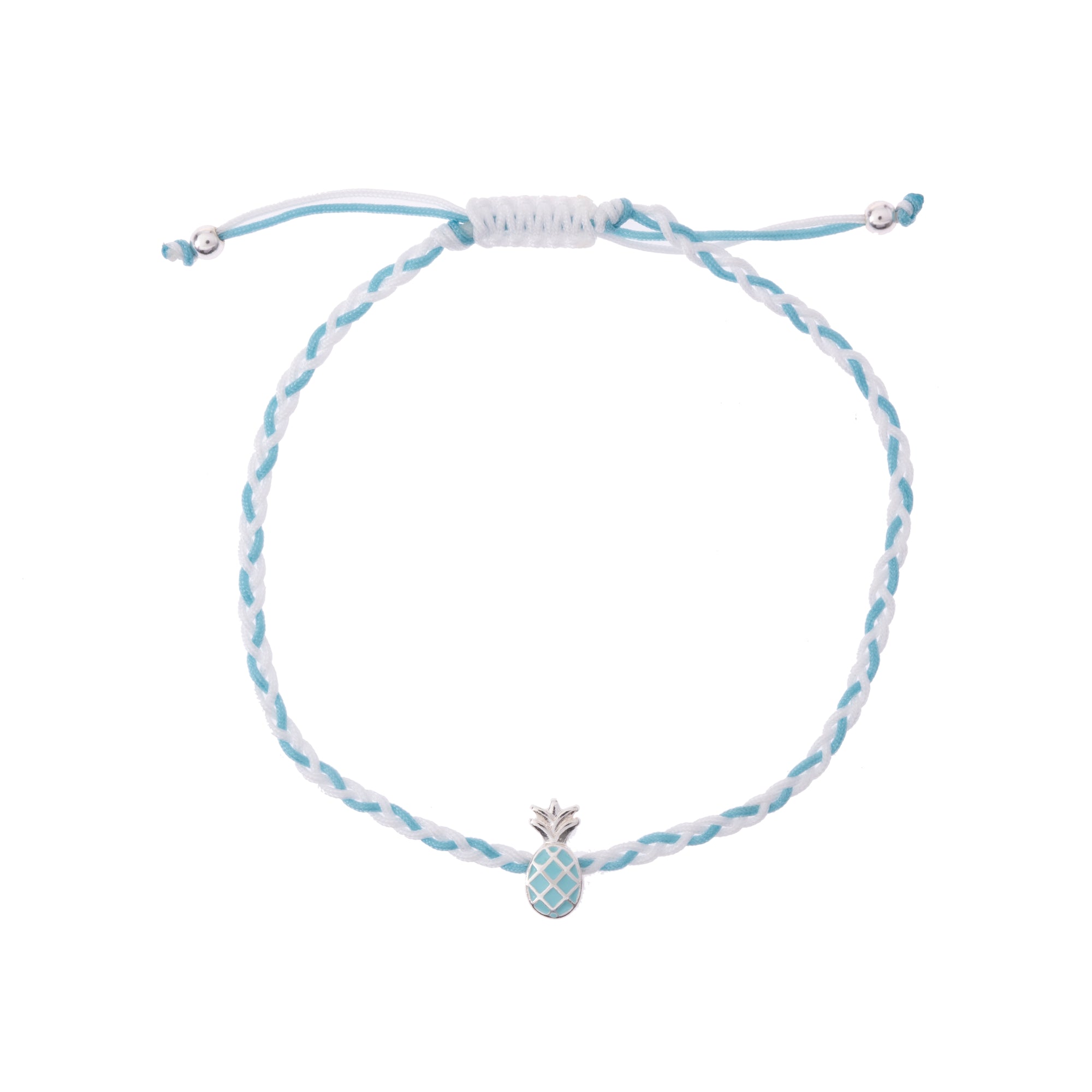 Colorful Enamel Pineapple on Braided Nylon Anklet