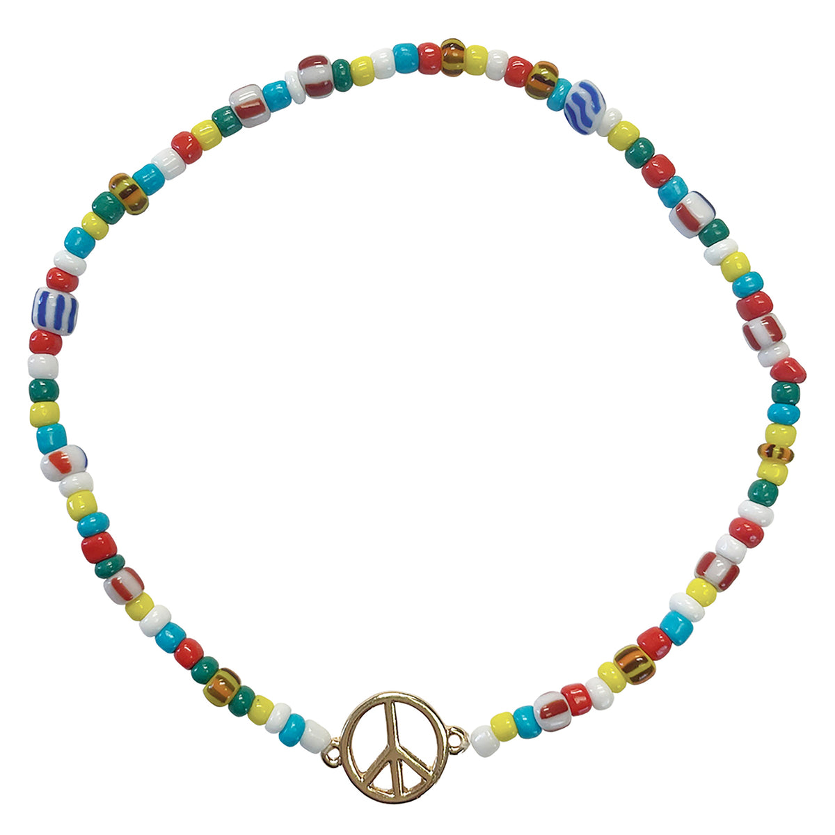 Multi Seed Bead Peace Sign Anklet - Viva life Jewellery