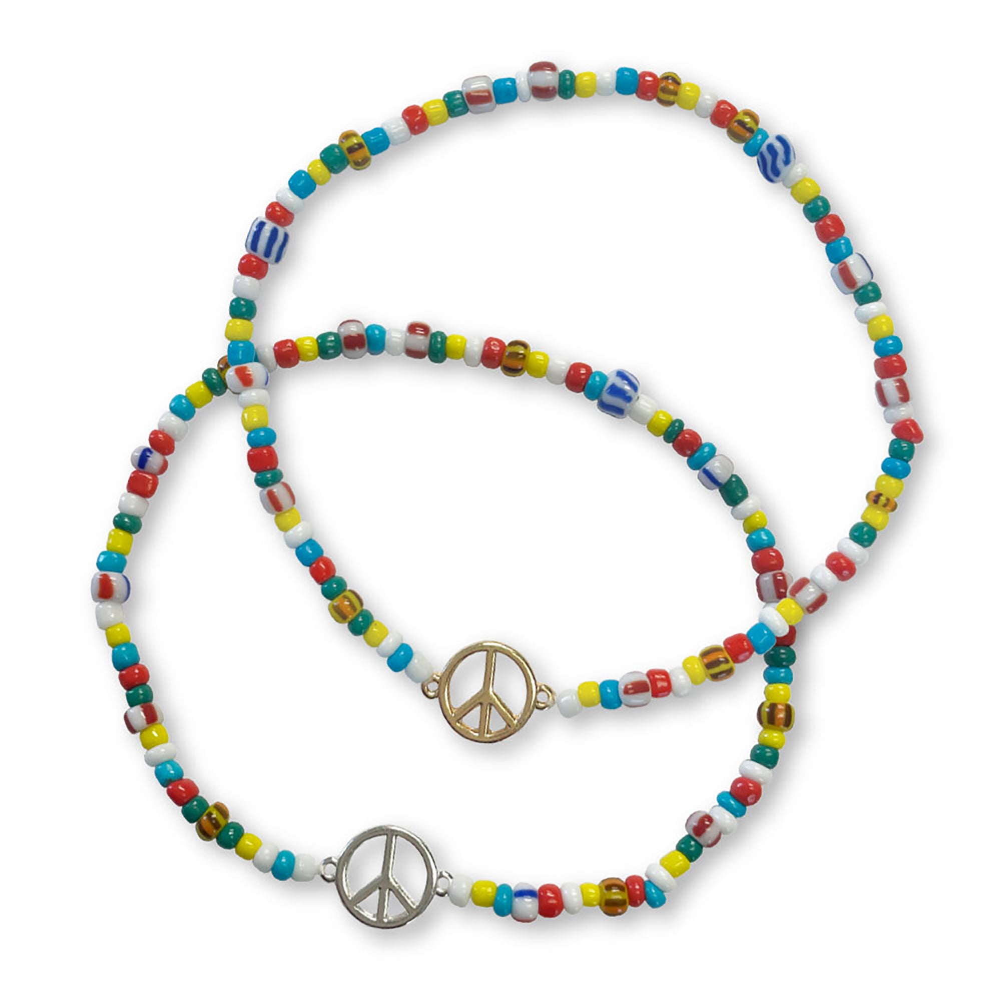 Multi Seed Bead Peace Sign Anklet - Viva life Jewellery