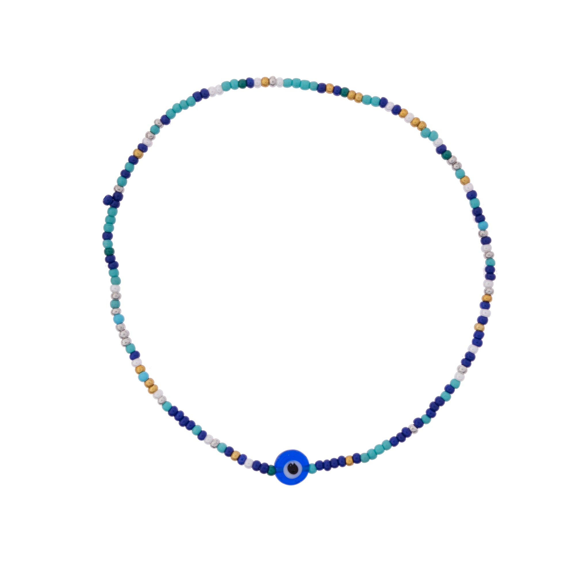 Tiny Seedbead Evil Eye Anklet