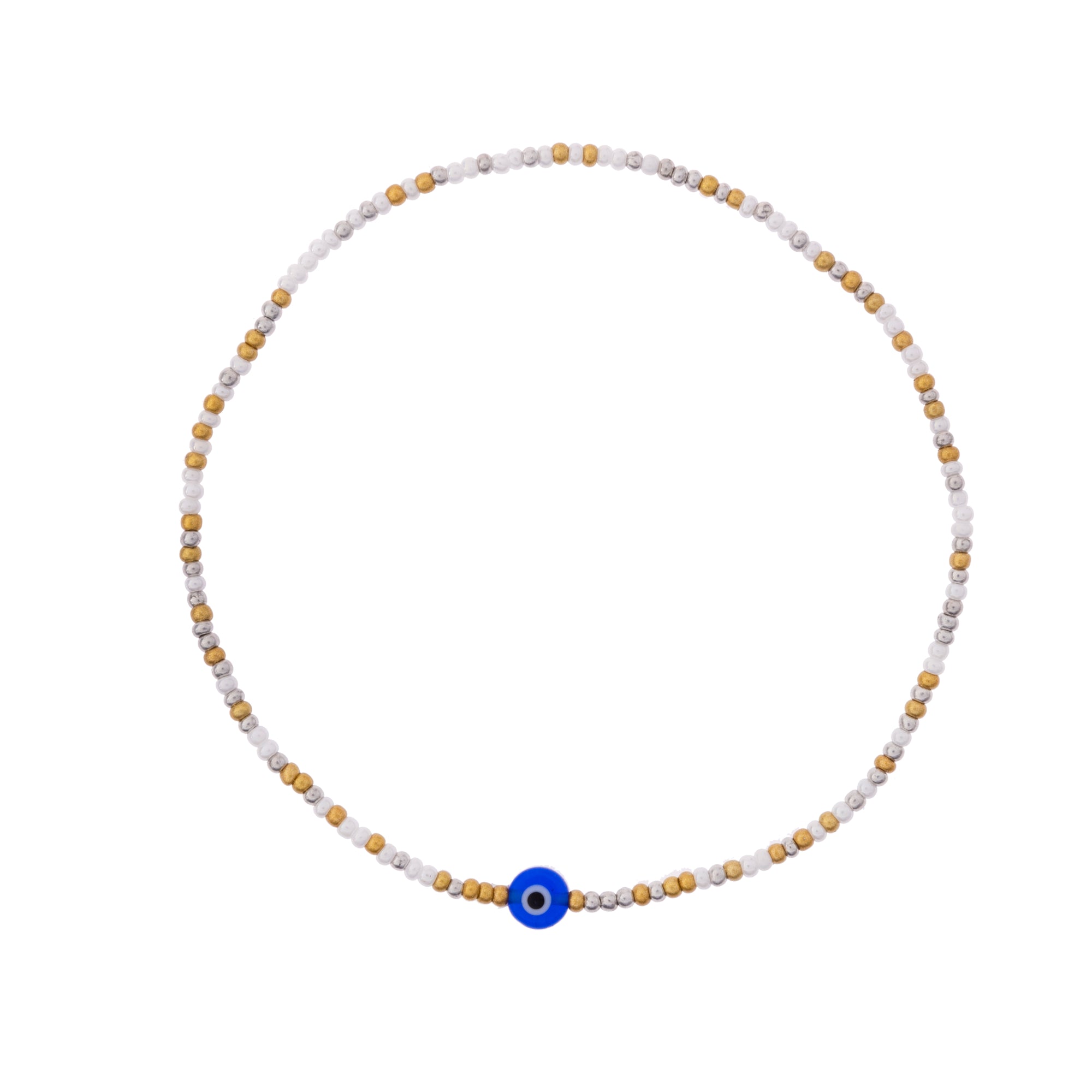 Tiny Seedbead Evil Eye Anklet