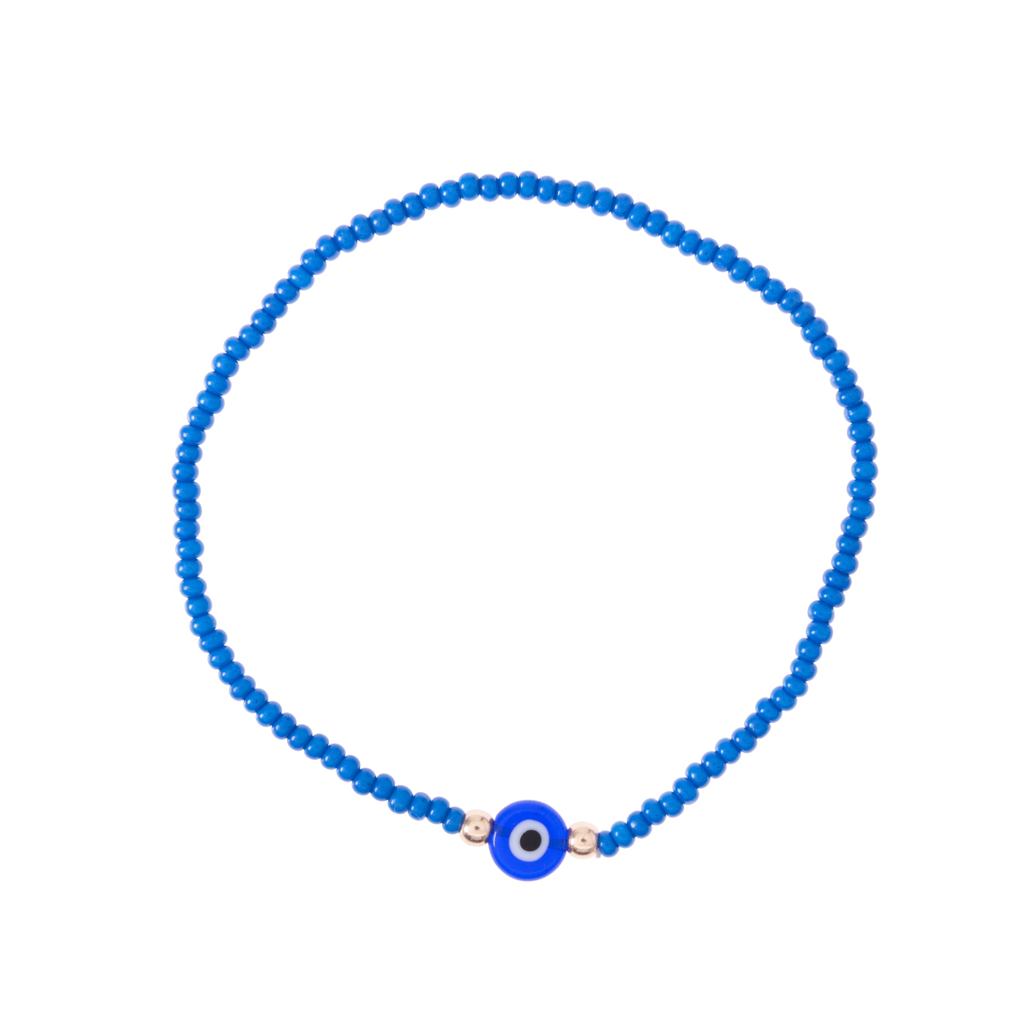 Bright Color Evil Eye Seed Bead Stretch Anklet