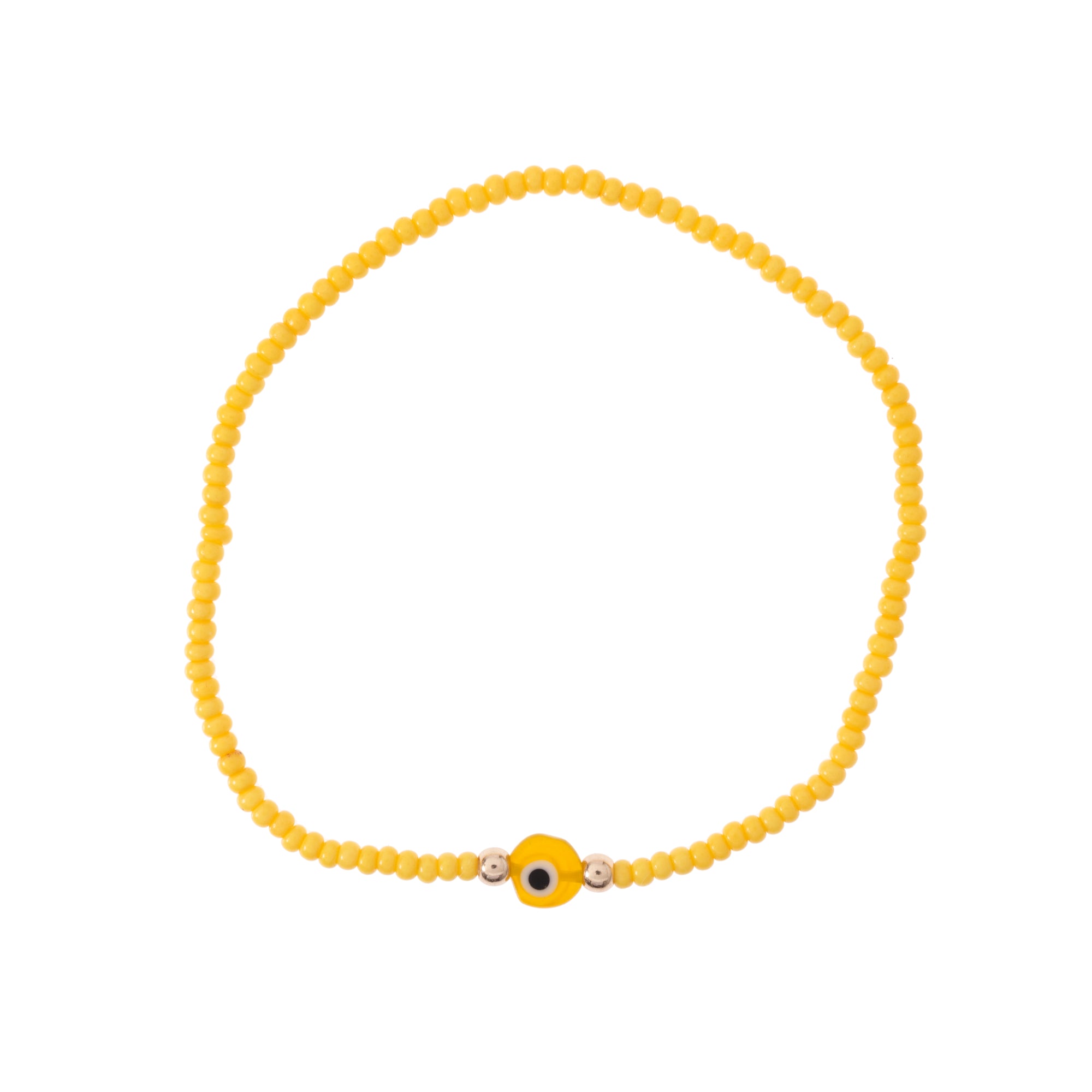Bright Color Evil Eye Seed Bead Stretch Anklet