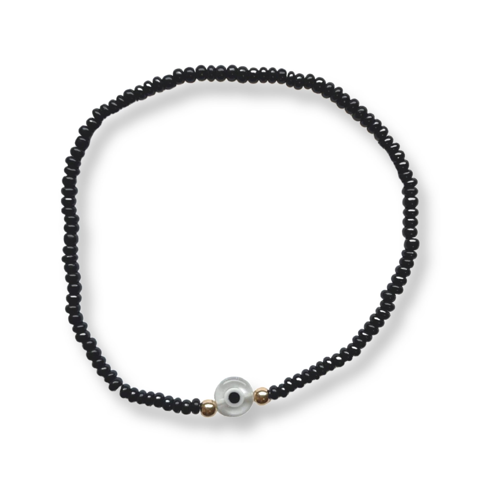 Bright Color Evil Eye Seed Bead Stretch Anklet
