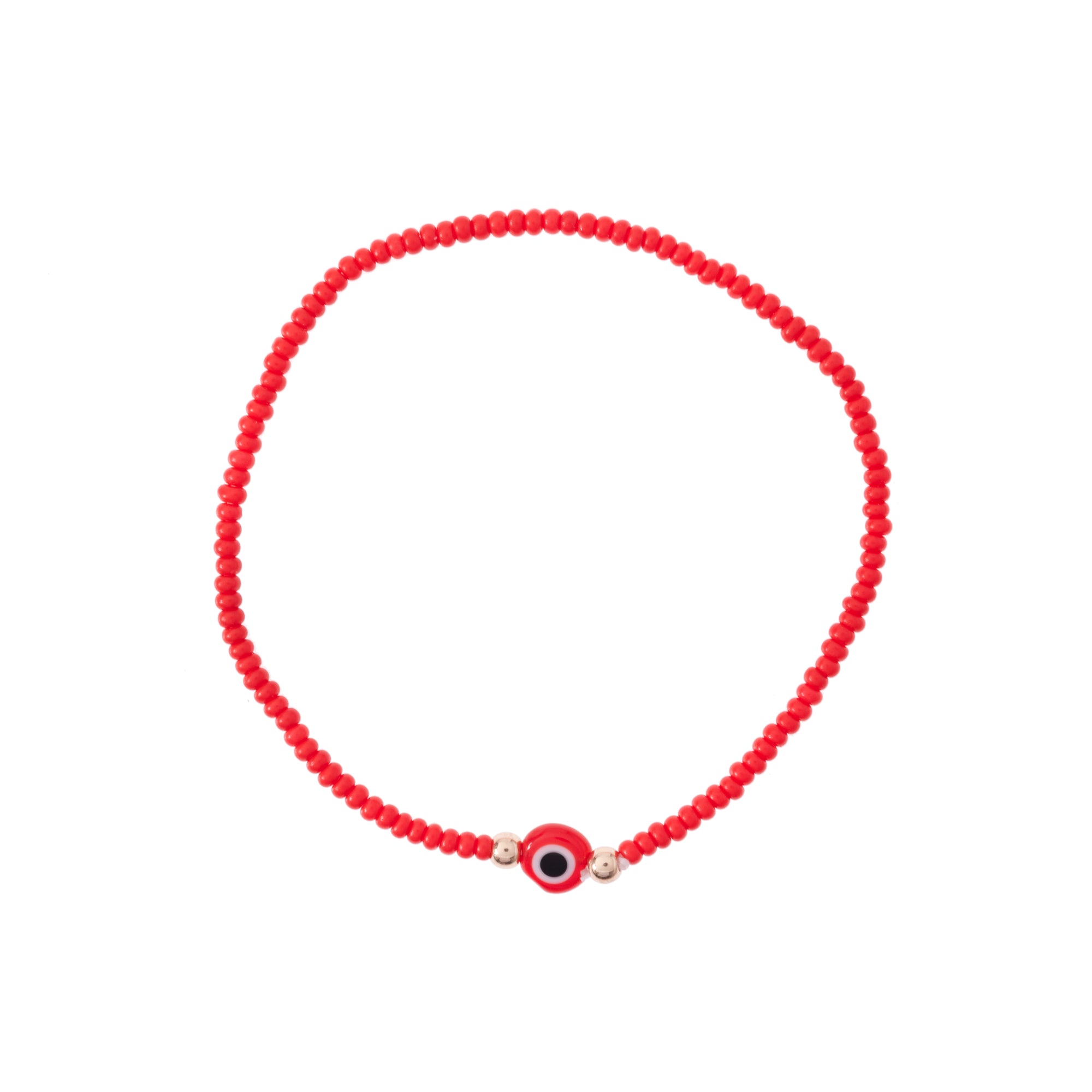 Bright Color Evil Eye Seed Bead Stretch Anklet