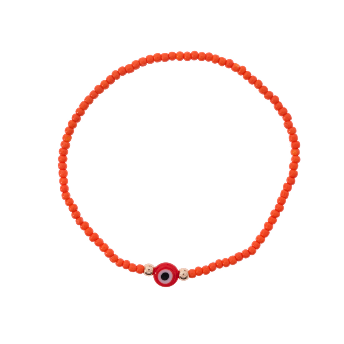 Bright Color Evil Eye Seed Bead Stretch Anklet