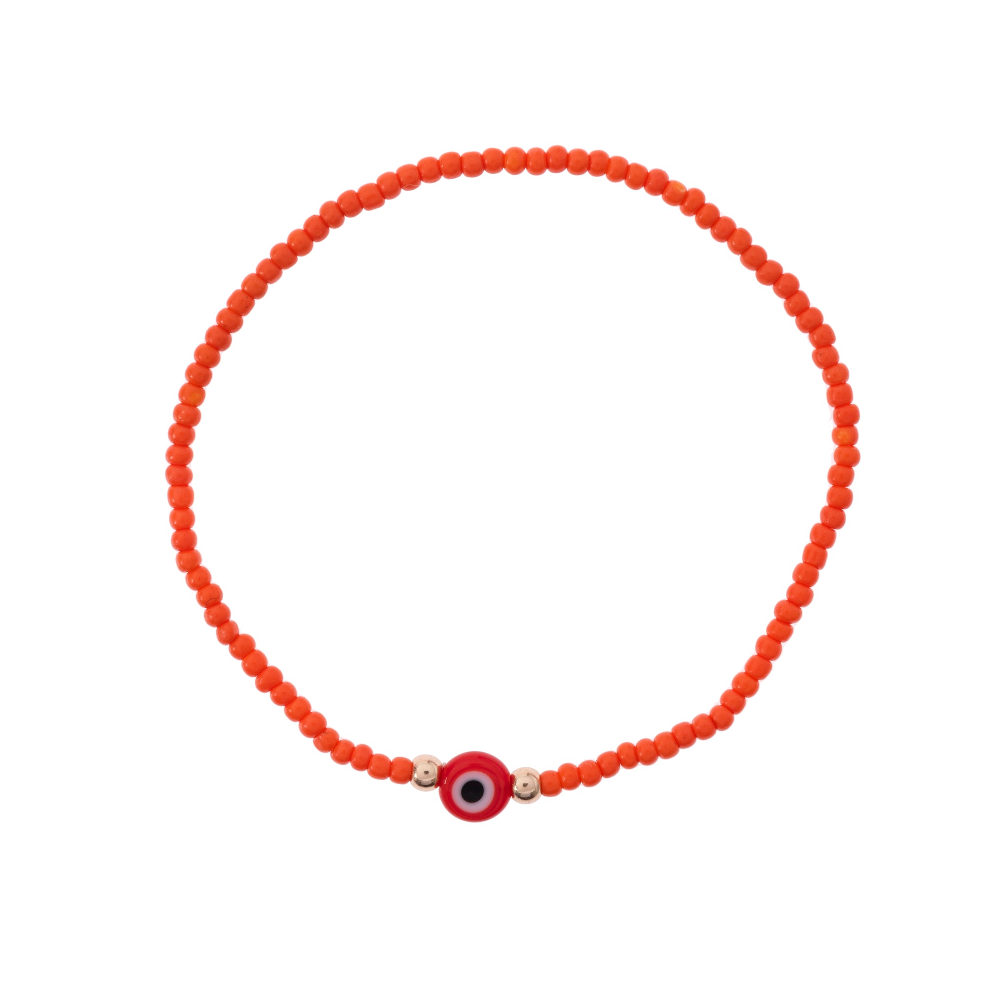 Bright Color Evil Eye Seed Bead Stretch Anklet