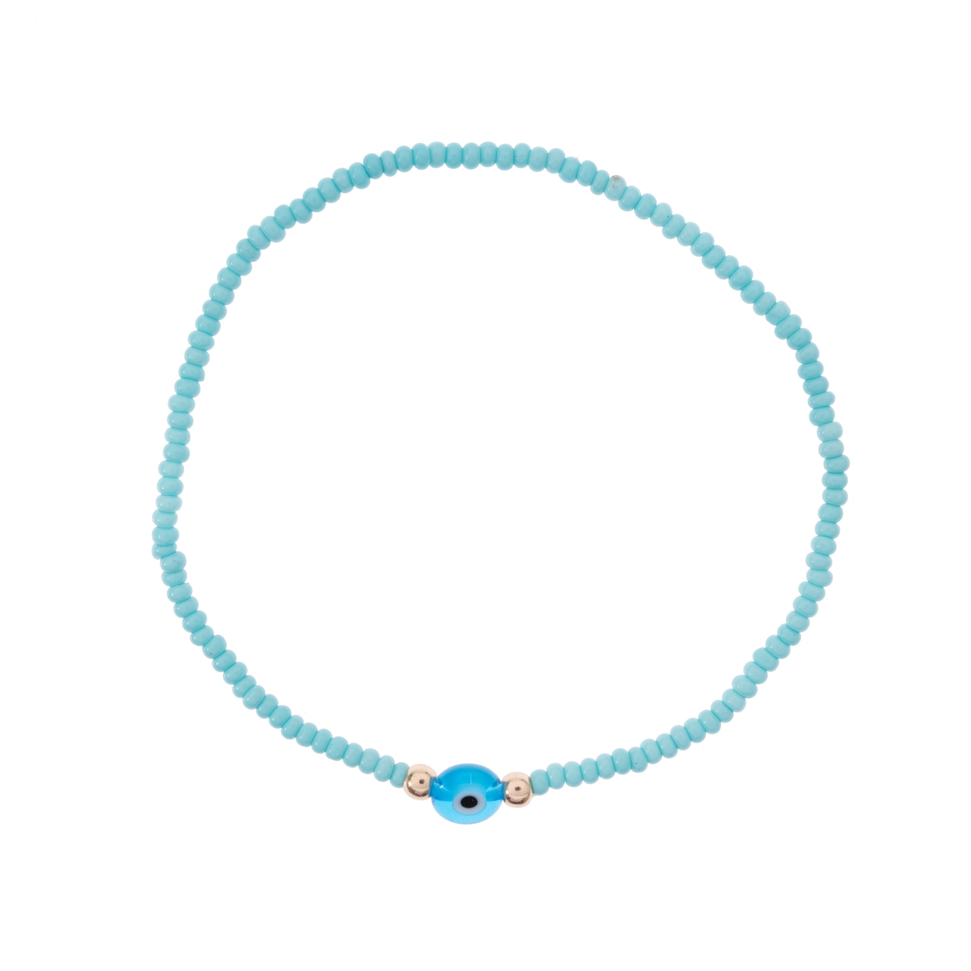 Bright Color Evil Eye Seed Bead Stretch Anklet