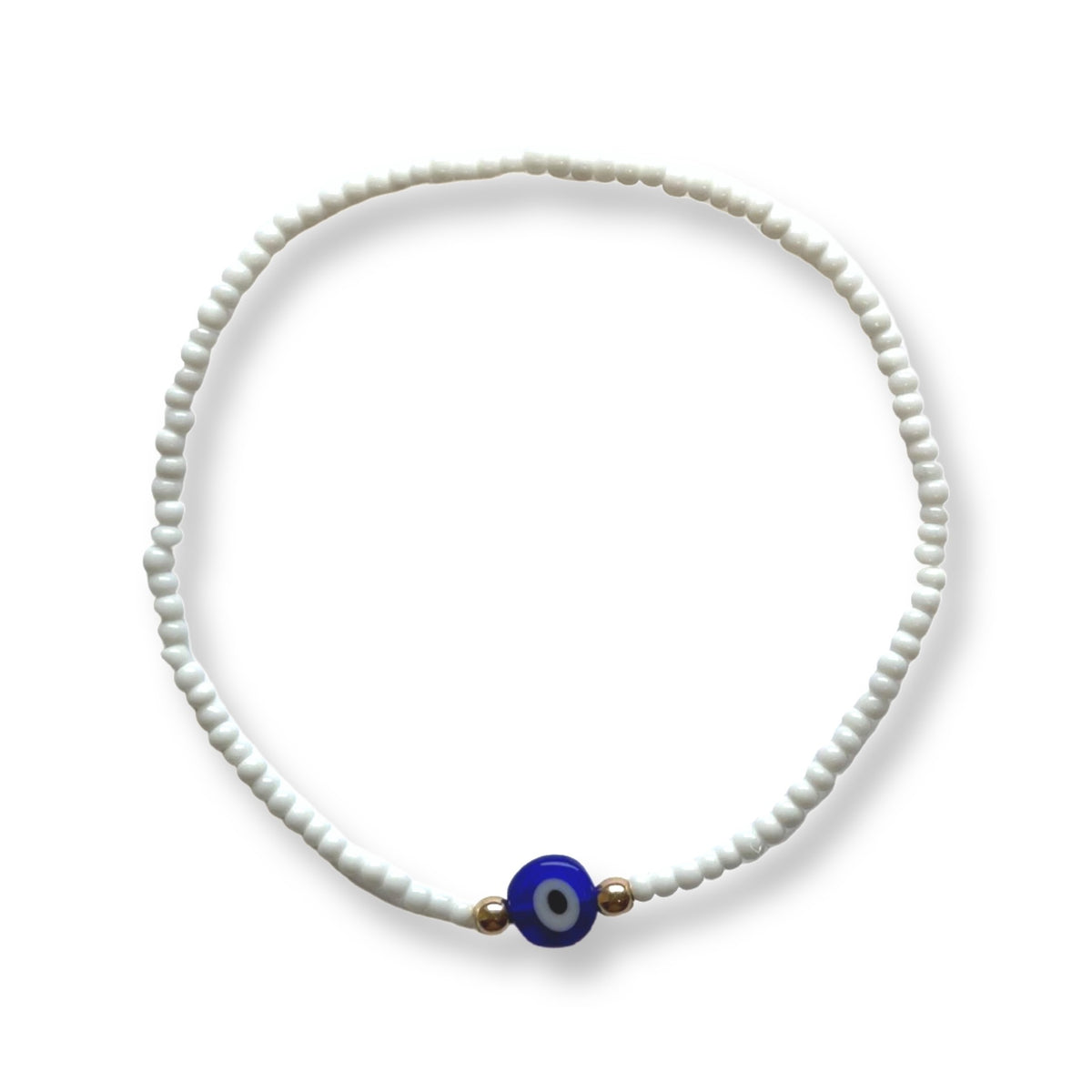 Bright Color Evil Eye Seed Bead Stretch Anklet
