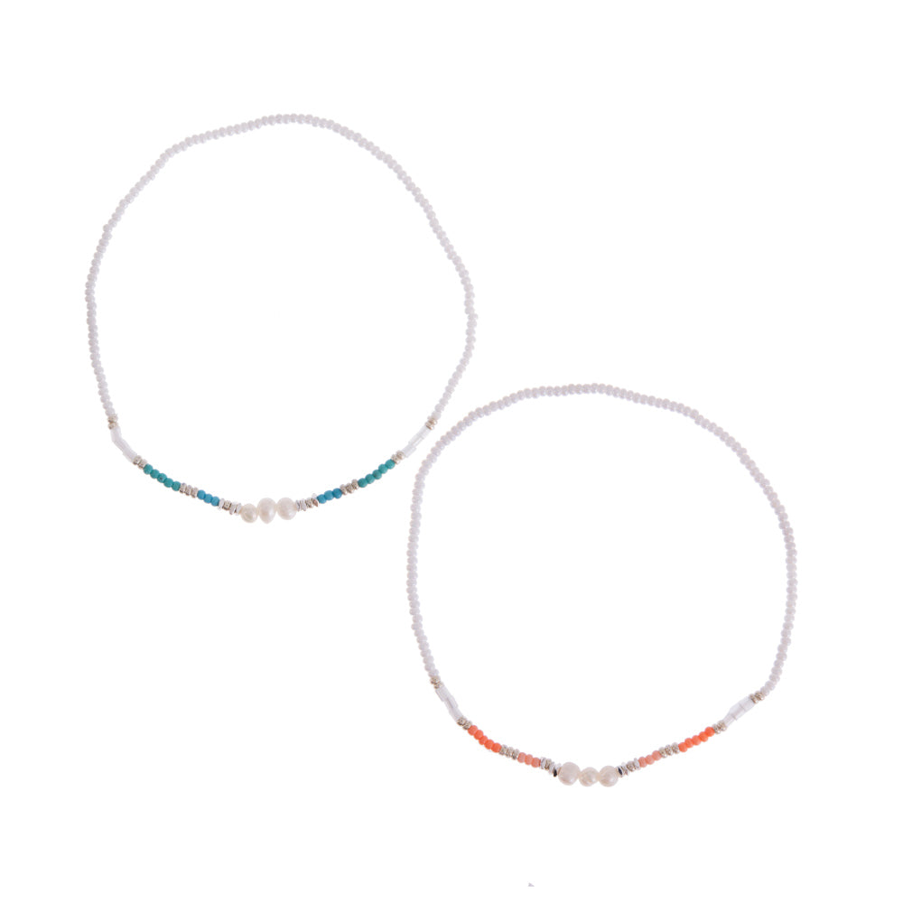 Freshwater Pearls &amp; Seed Bead Delicate Anklet