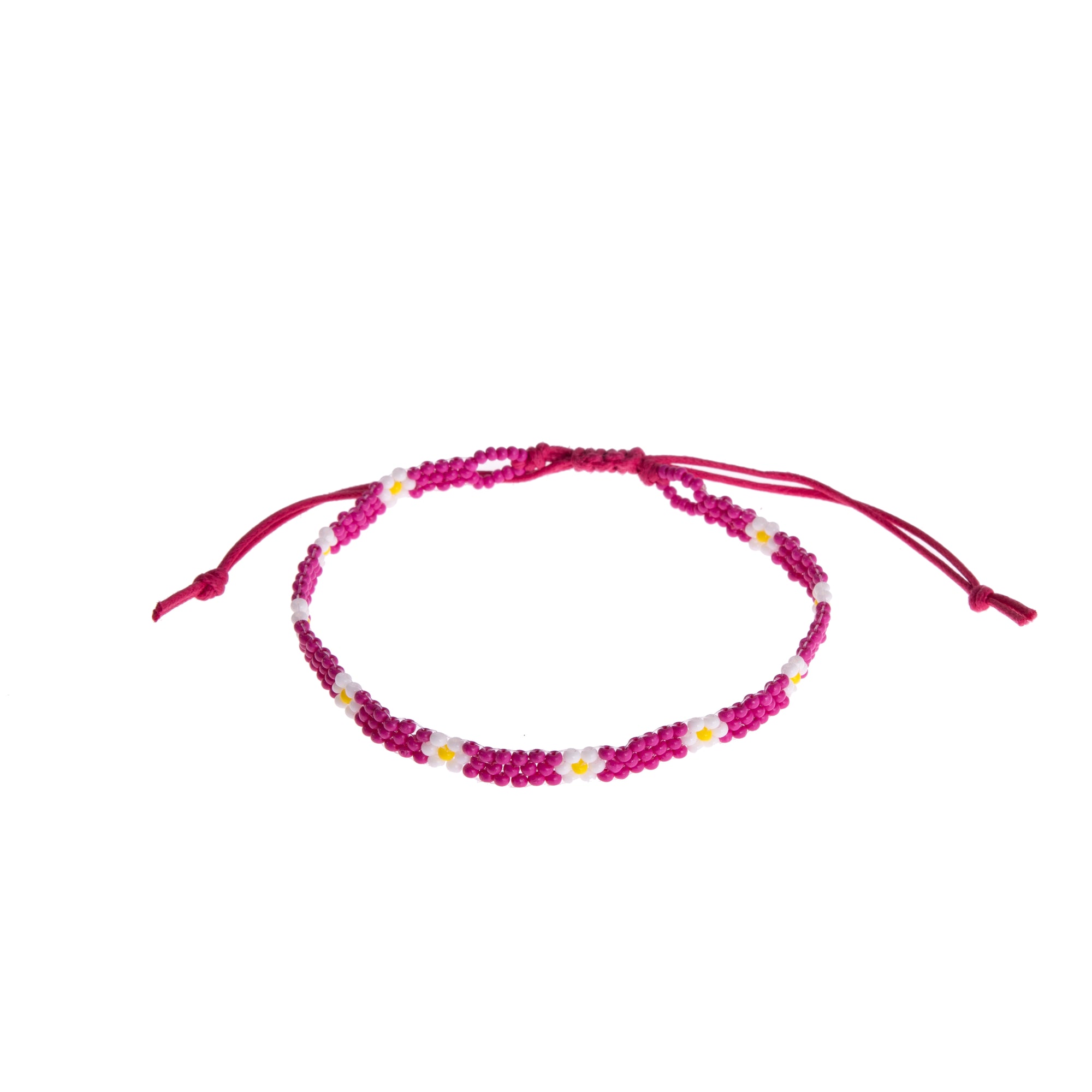 Colorful Handmade Seed Bead Daisy Anklet