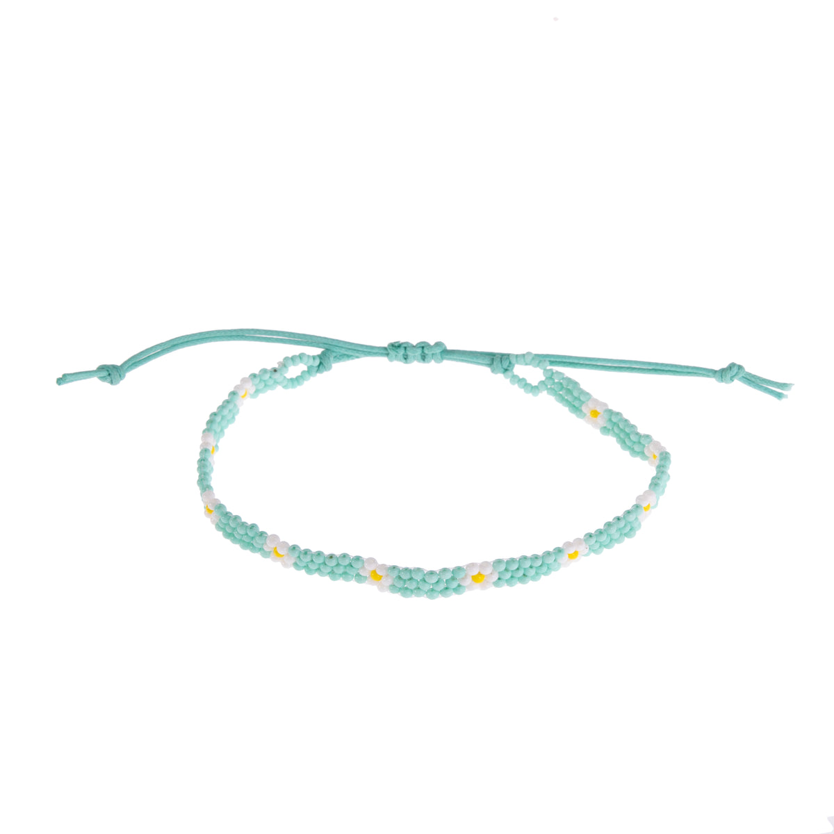 Colorful Handmade Seed Bead Daisy Anklet