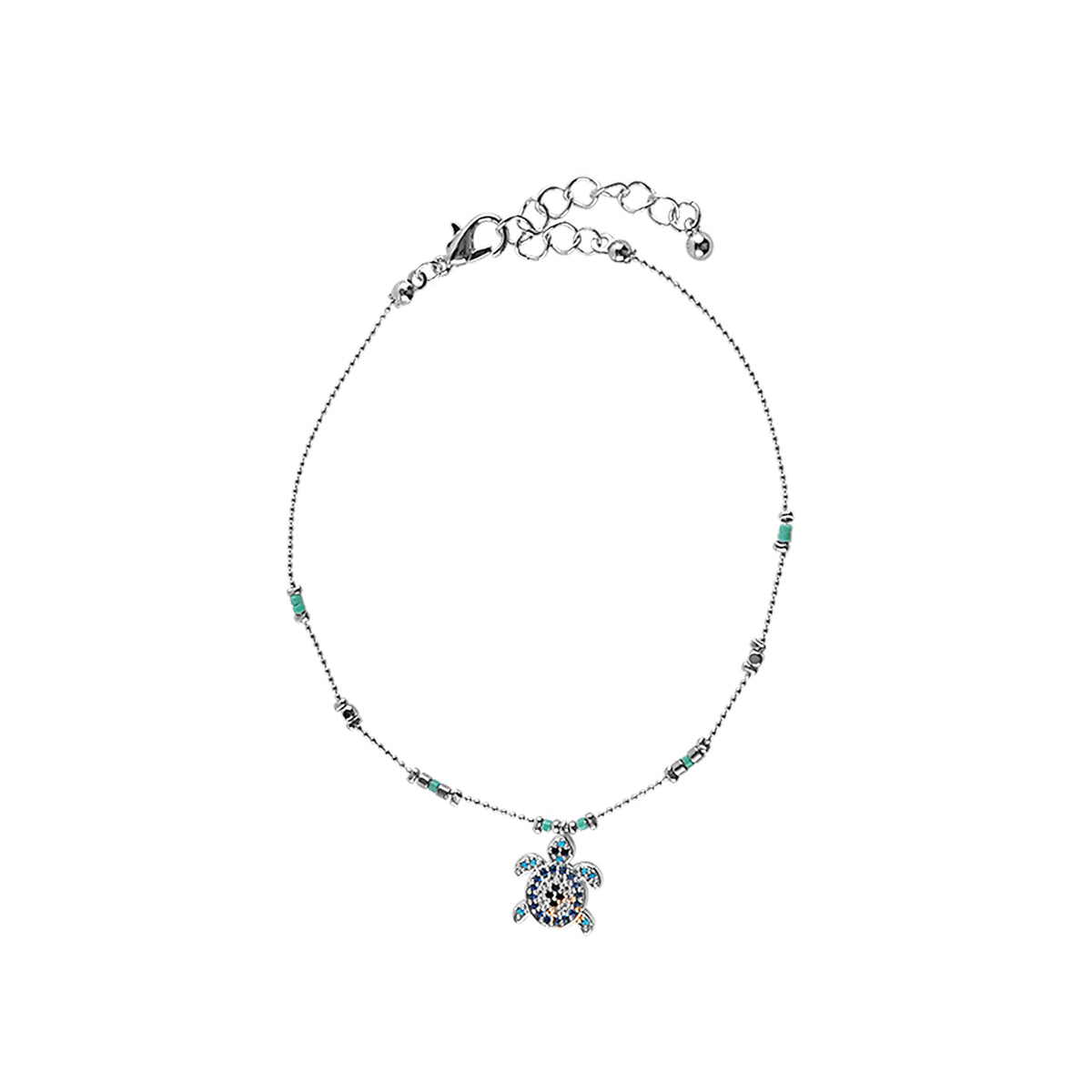 Multi-Colored Crystal Sea Turtle Anklet - Viva life Jewellery