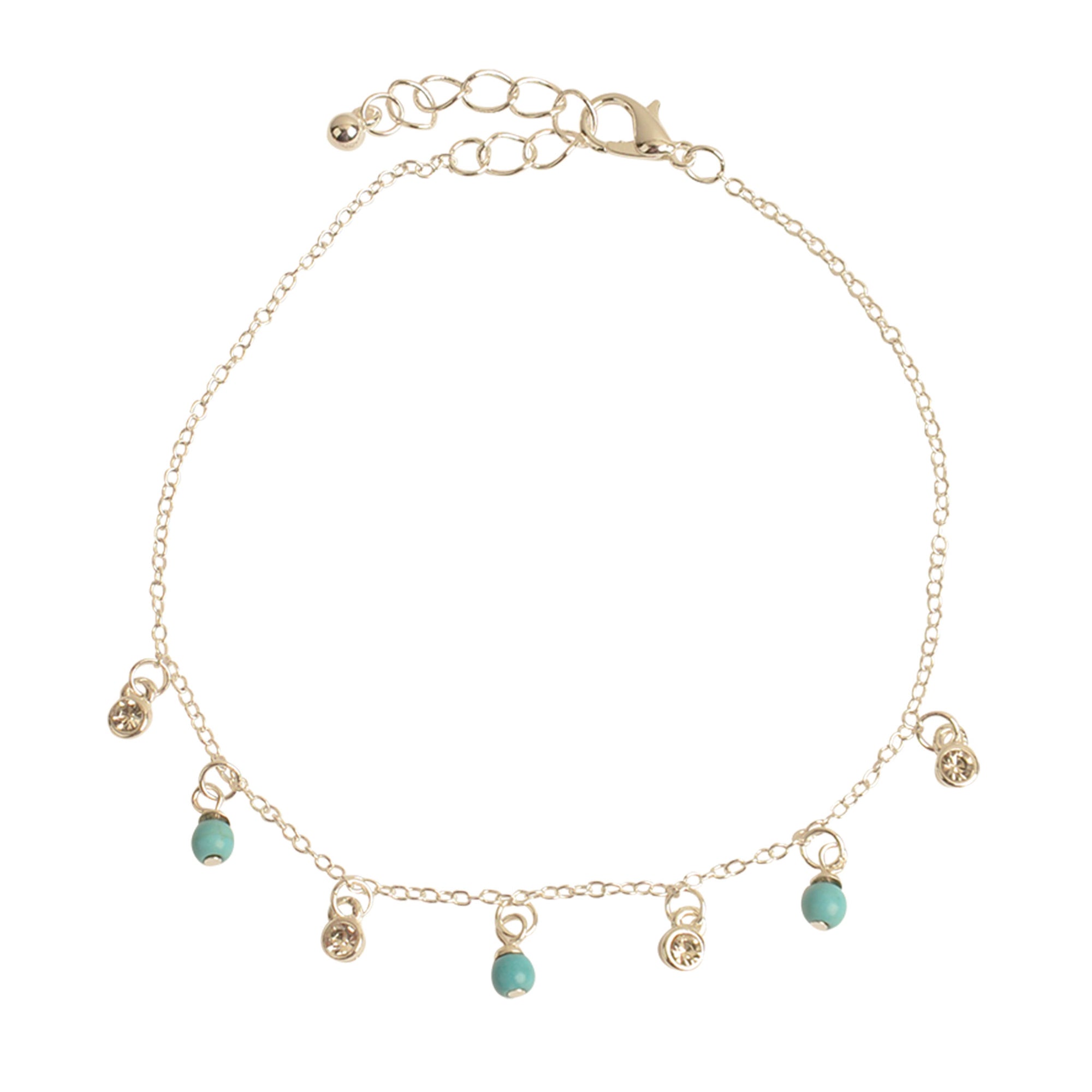 Crystal & Stone Drop Anklet - Viva life Jewellery