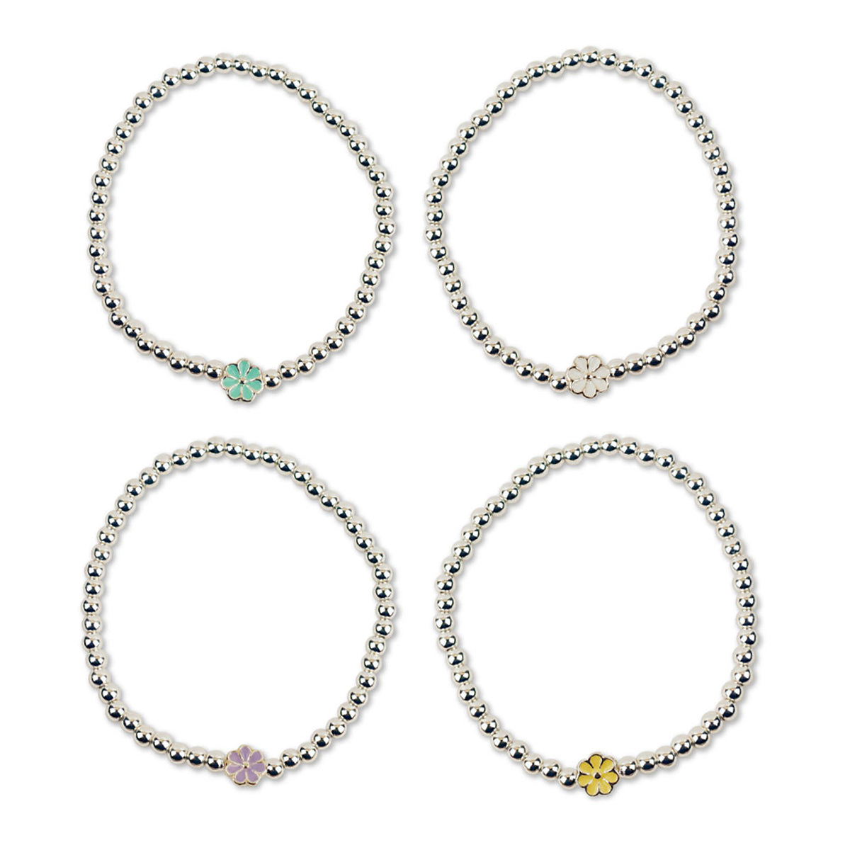 Enamel Daisy Metal Bead Bracelet - Viva life Jewellery
