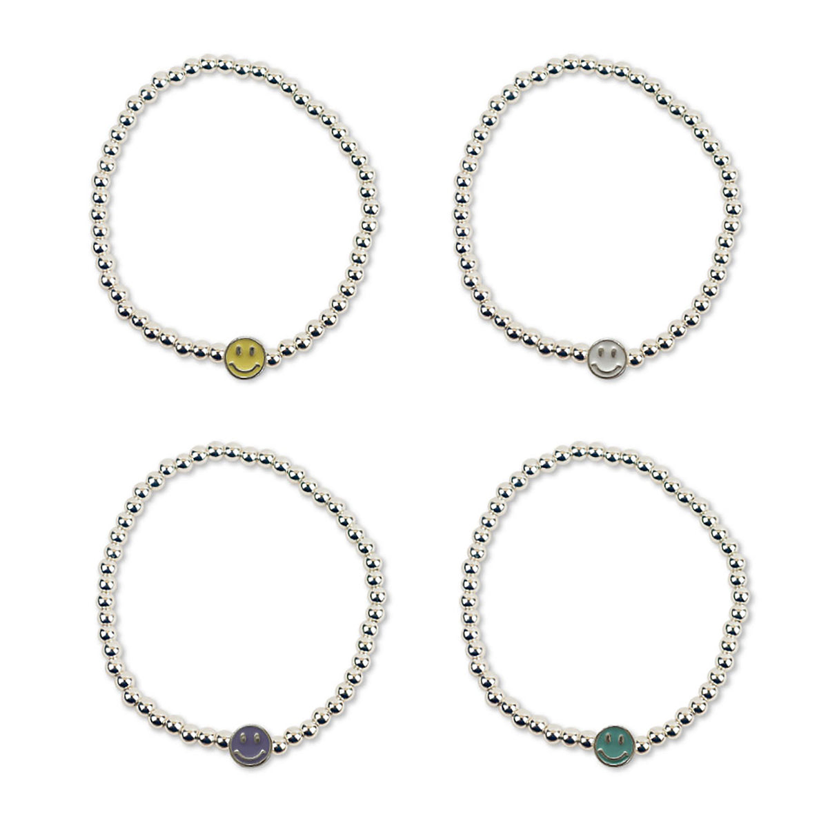 Enamel Smile Metal Bead Bracelet - Viva life Jewellery