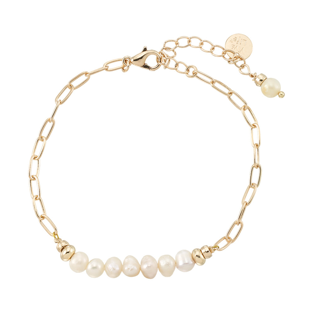 Fresh Water Pearl Paperclip Chain Bracelet