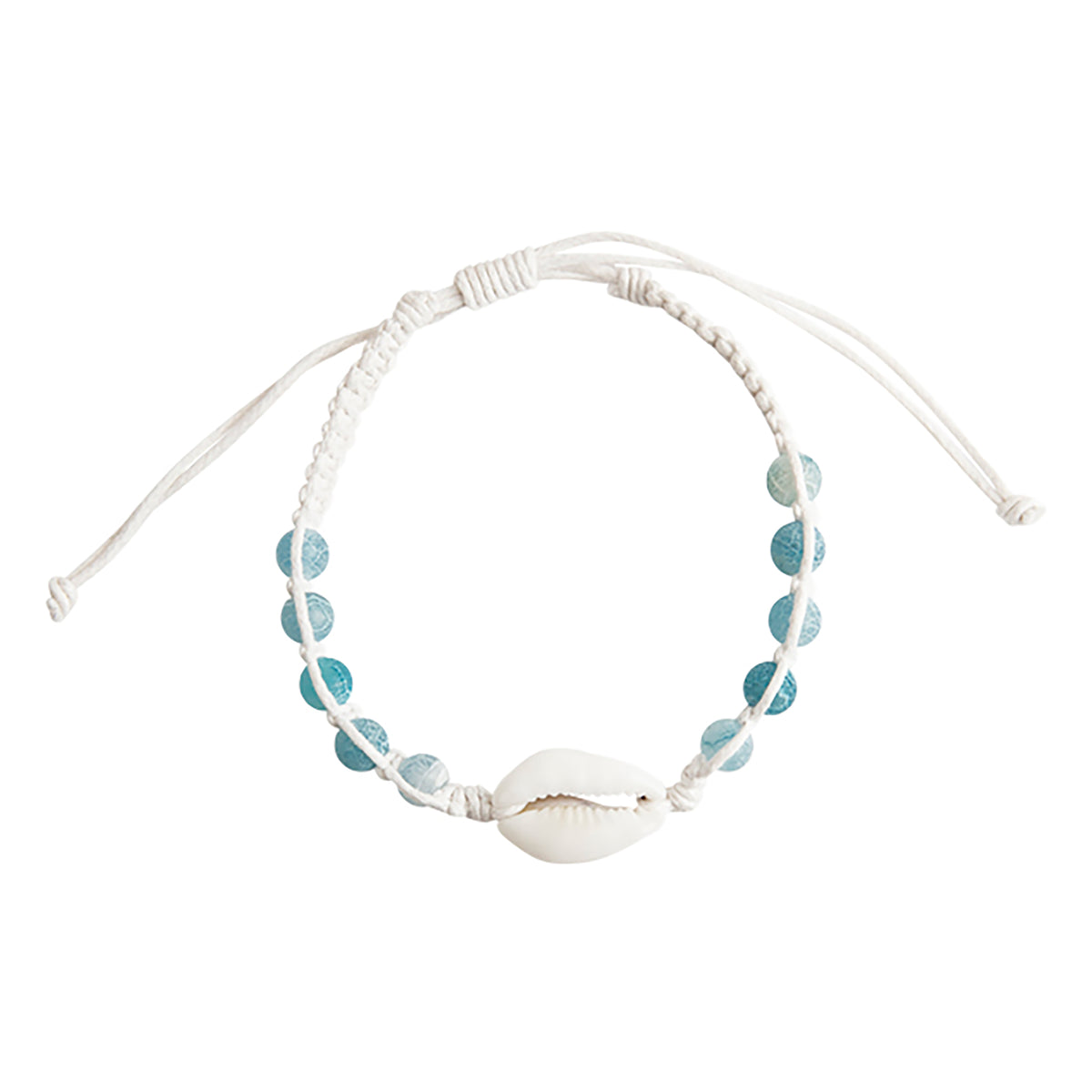 Druzy Agate &amp; Cowrie Shell on White Macrame Bracelet - Viva life Jewellery