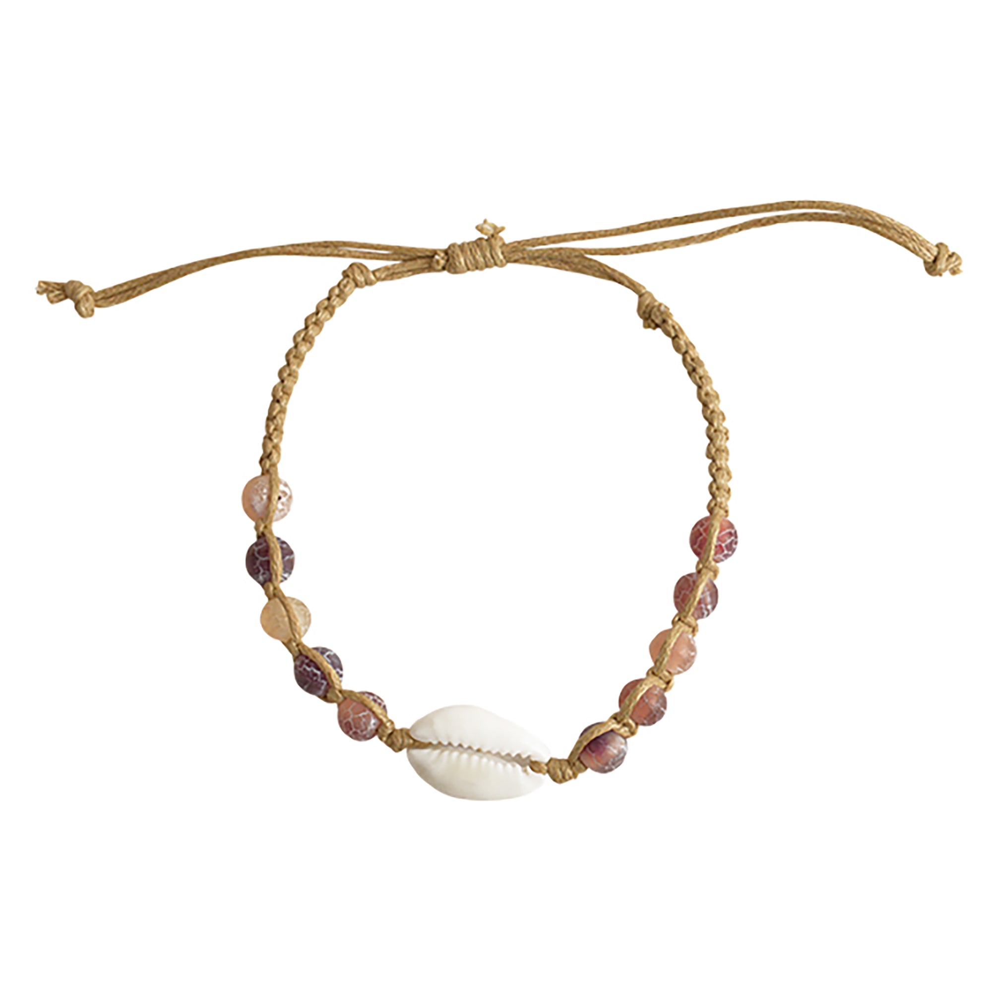 Druzy Agate & Cowrie Shell on Hemp Macrame Bracelet - Viva life Jewellery