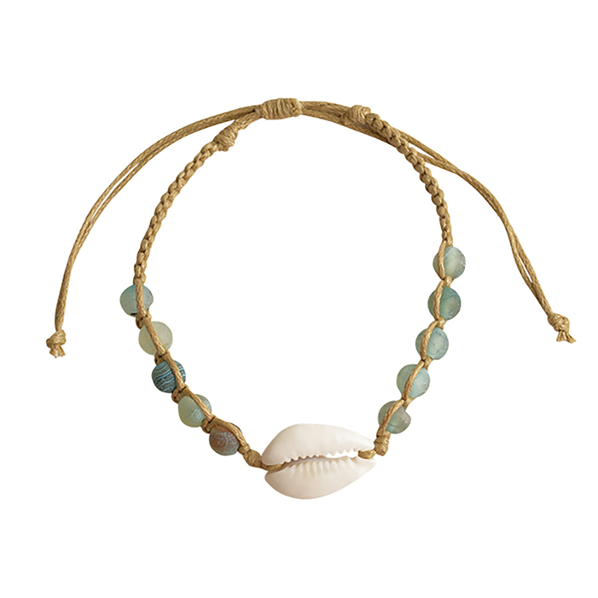 Druzy Agate &amp; Cowrie Shell on Hemp Macrame Bracelet - Viva life Jewellery