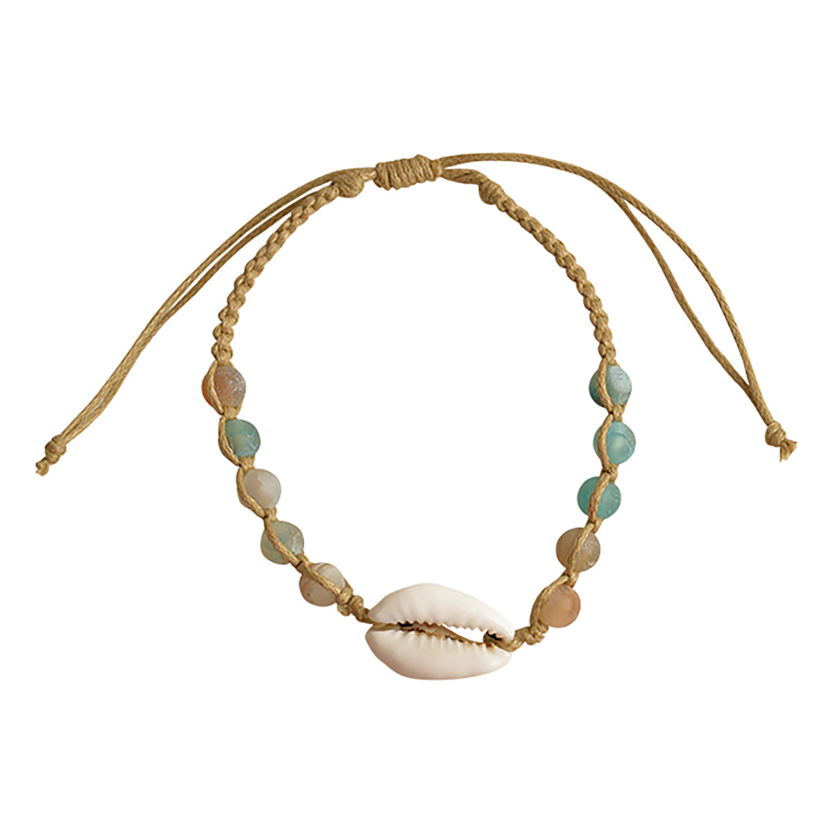 Druzy Agate &amp; Cowrie Shell on Hemp Macrame Bracelet - Viva life Jewellery
