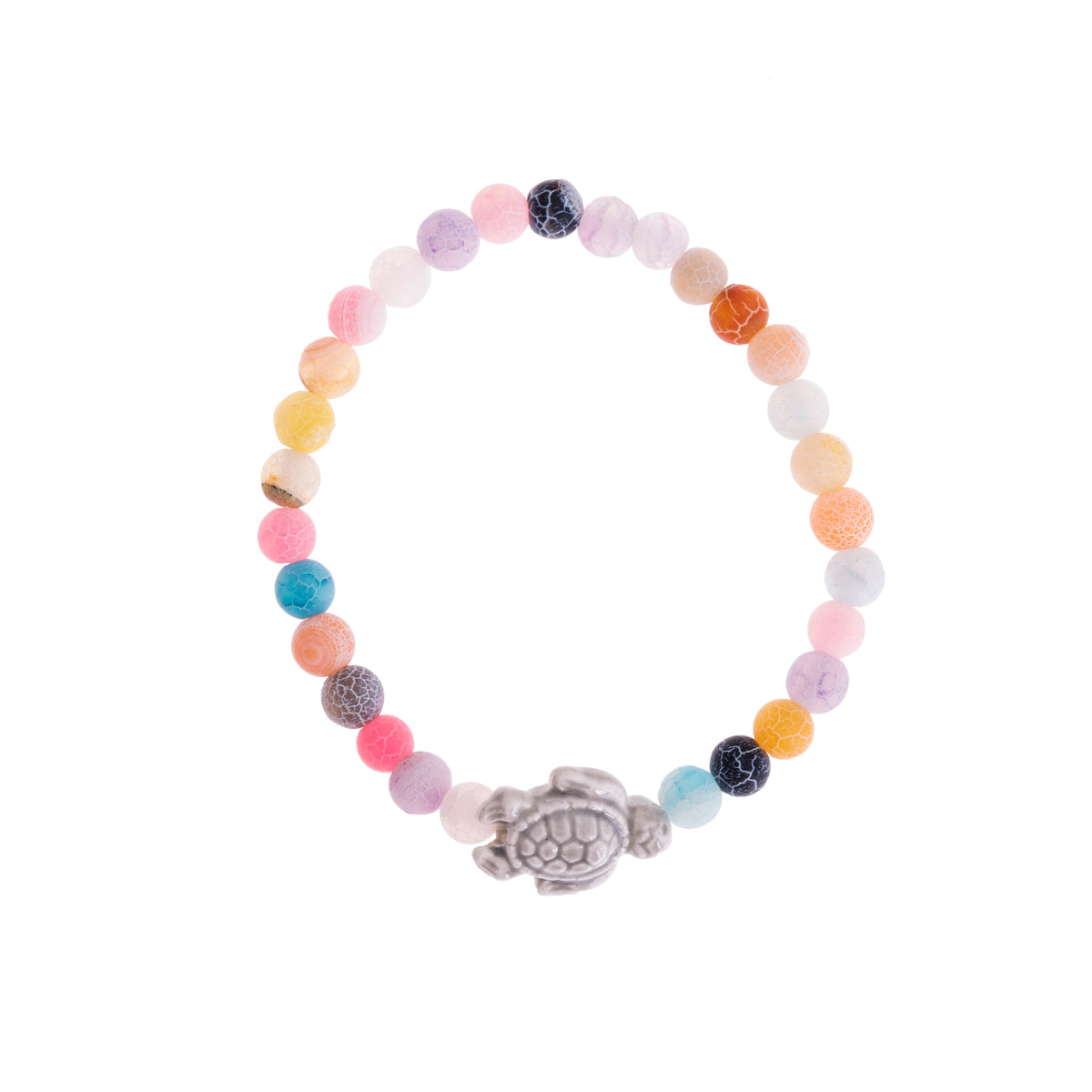 Colorful Ceramic Turtle Semi-Precious Stone Bracelet