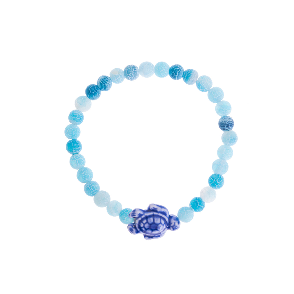 Colorful Ceramic Turtle Semi-Precious Stone Bracelet
