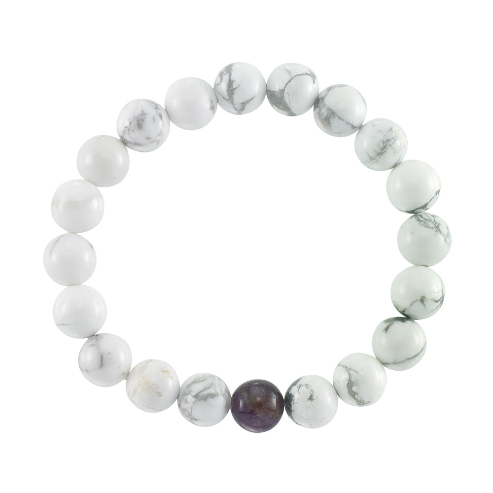 White Howlite Stone Stretch Bracelet