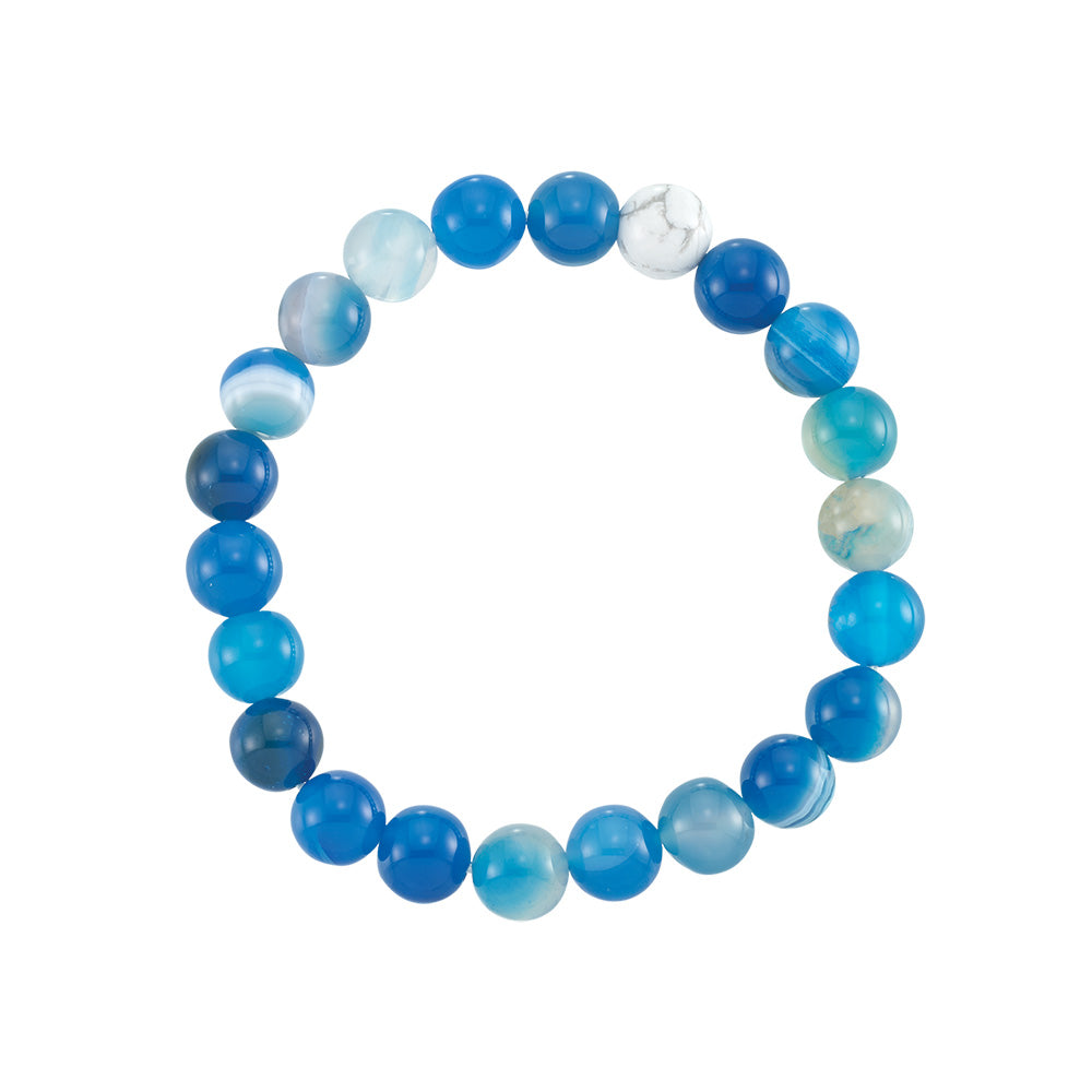 Blue Lace Agate Stone Stretch Bracelet