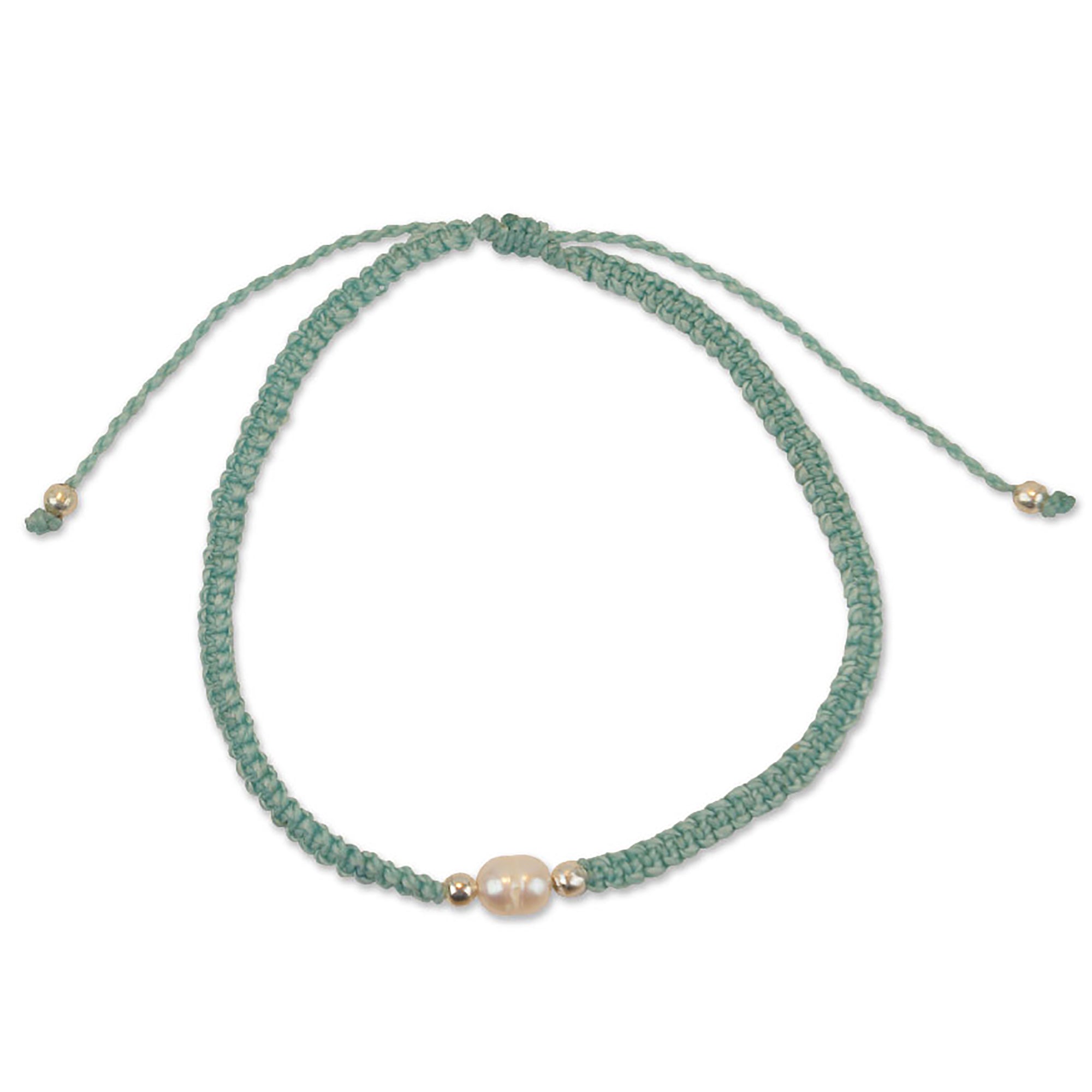 Macrame Wax Cord Pearl Bracelet - Viva life Jewellery