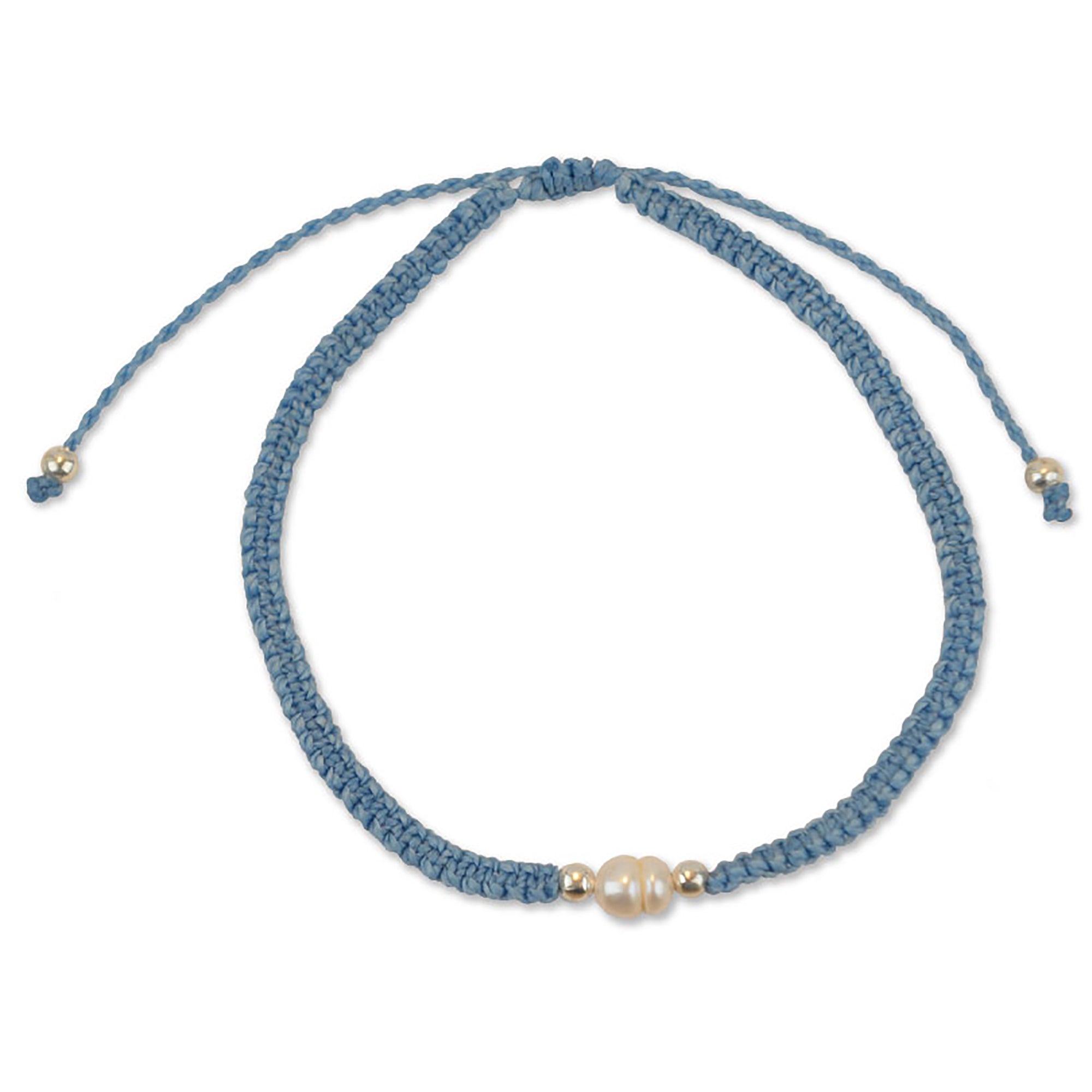 Macrame Wax Cord Pearl Anklet - Viva life Jewellery