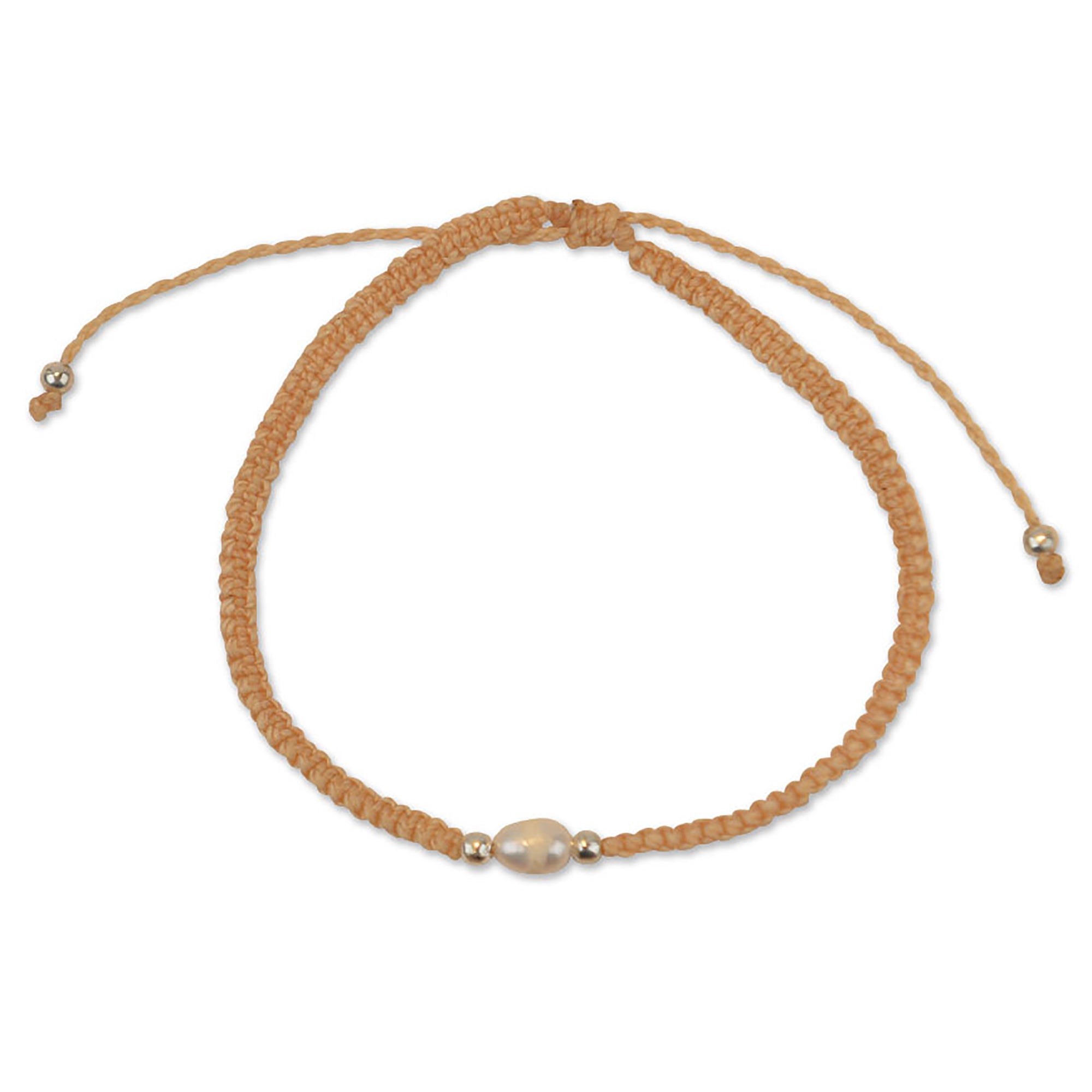 Macrame Wax Cord Pearl Anklet - Viva life Jewellery