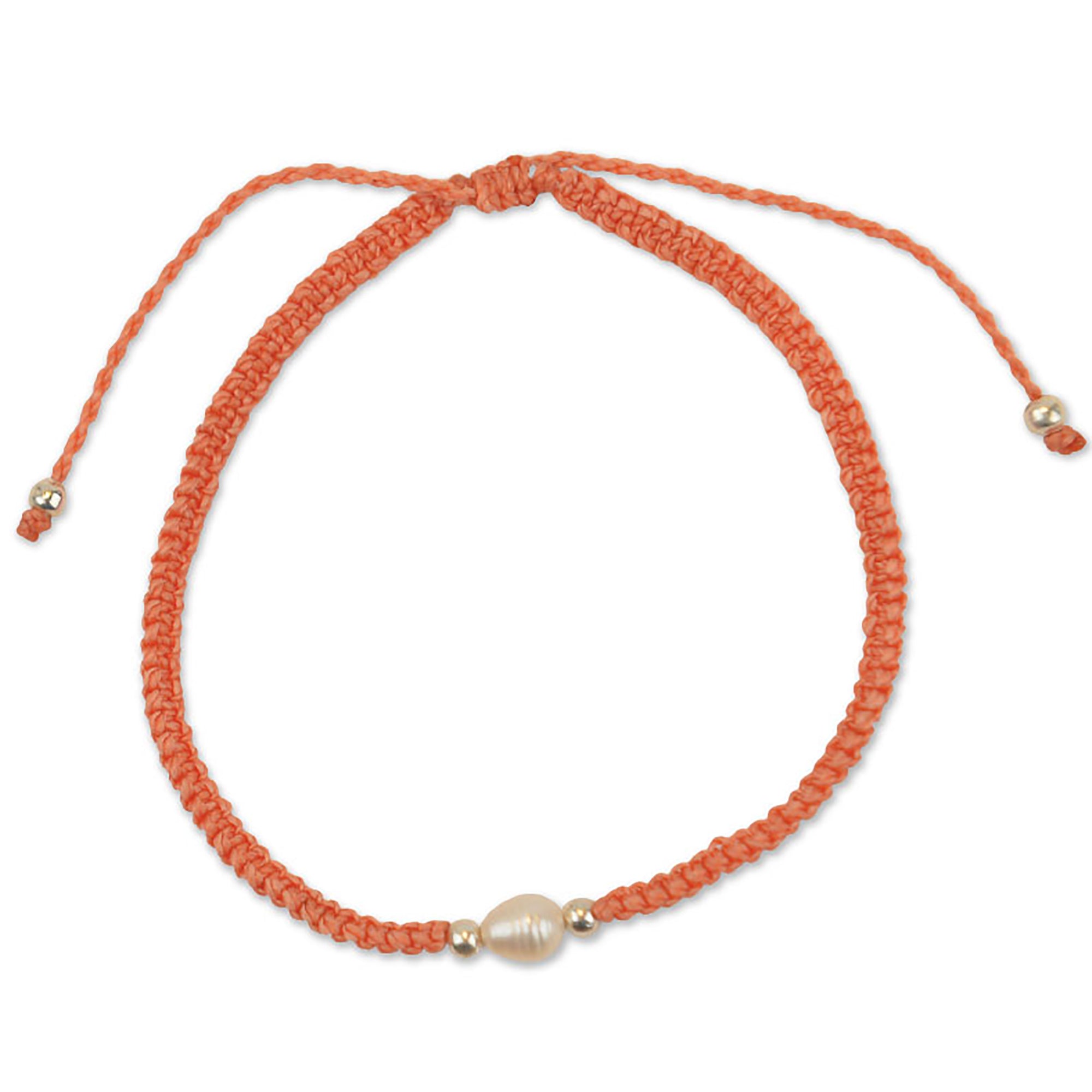 Macrame Wax Cord Pearl Bracelet - Viva life Jewellery