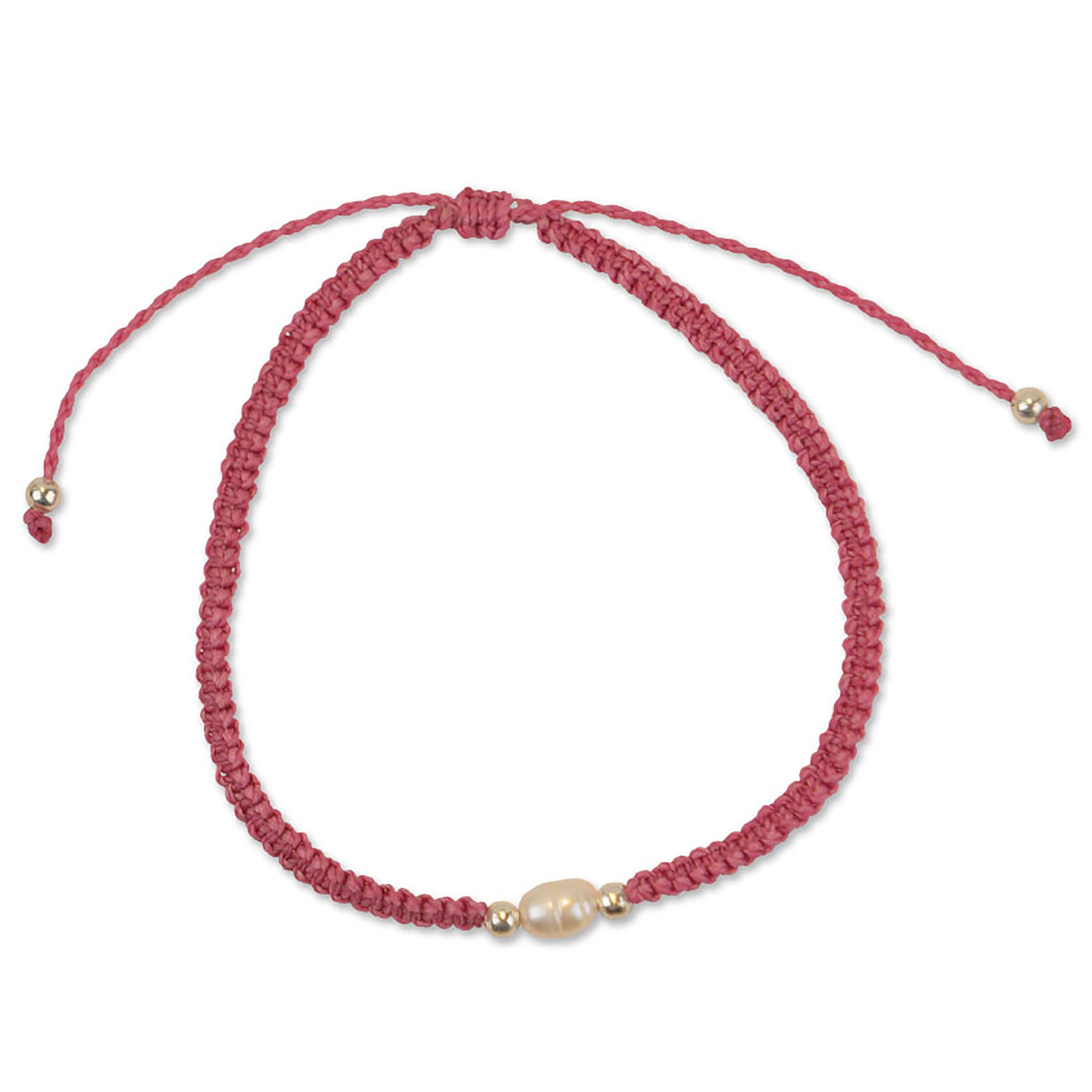 Macrame Wax Cord Pearl Bracelet - Viva life Jewellery