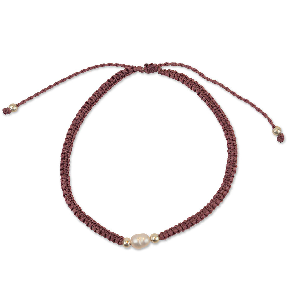 Macrame Wax Cord Pearl Anklet - Viva life Jewellery