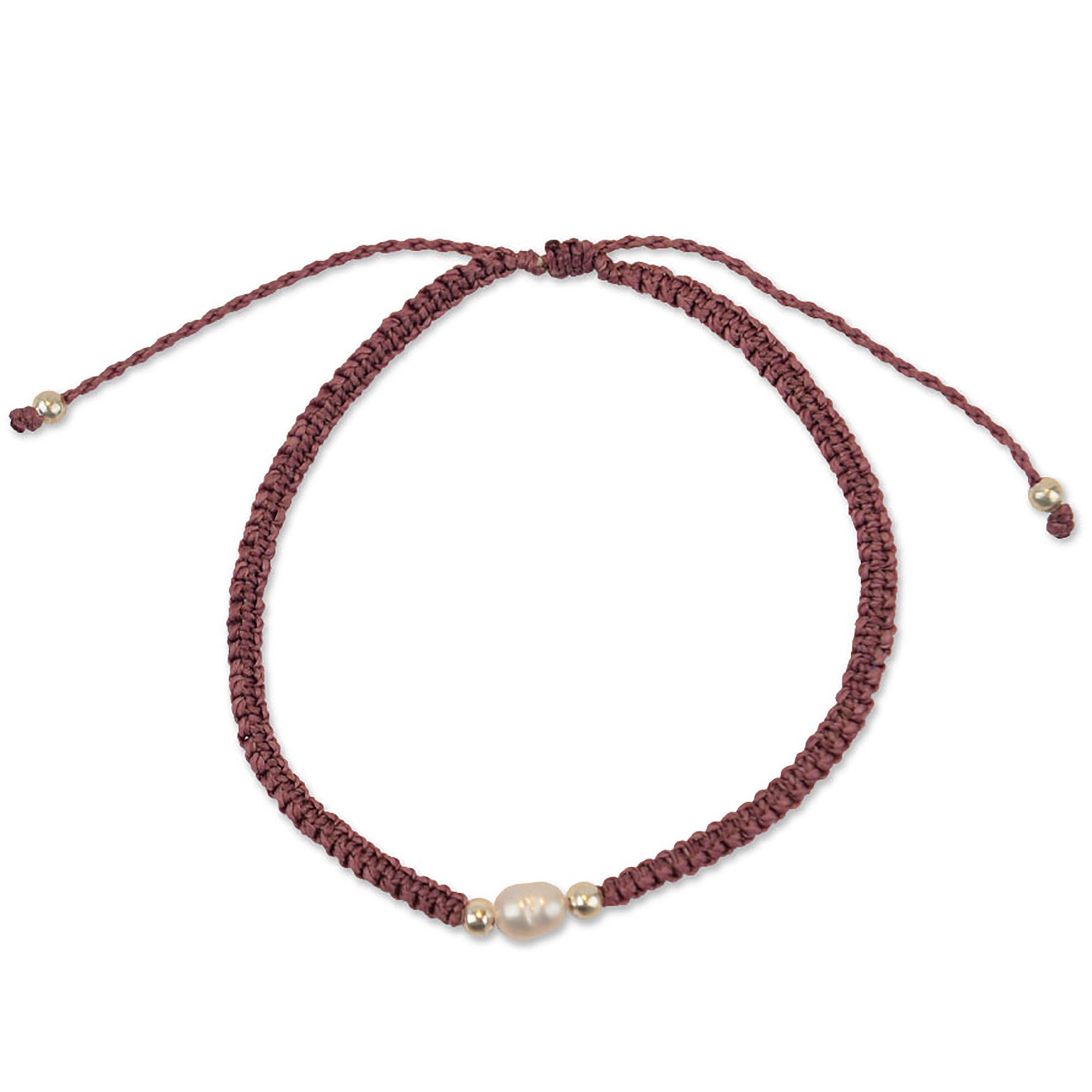 Macrame Wax Cord Pearl Bracelet - Viva life Jewellery