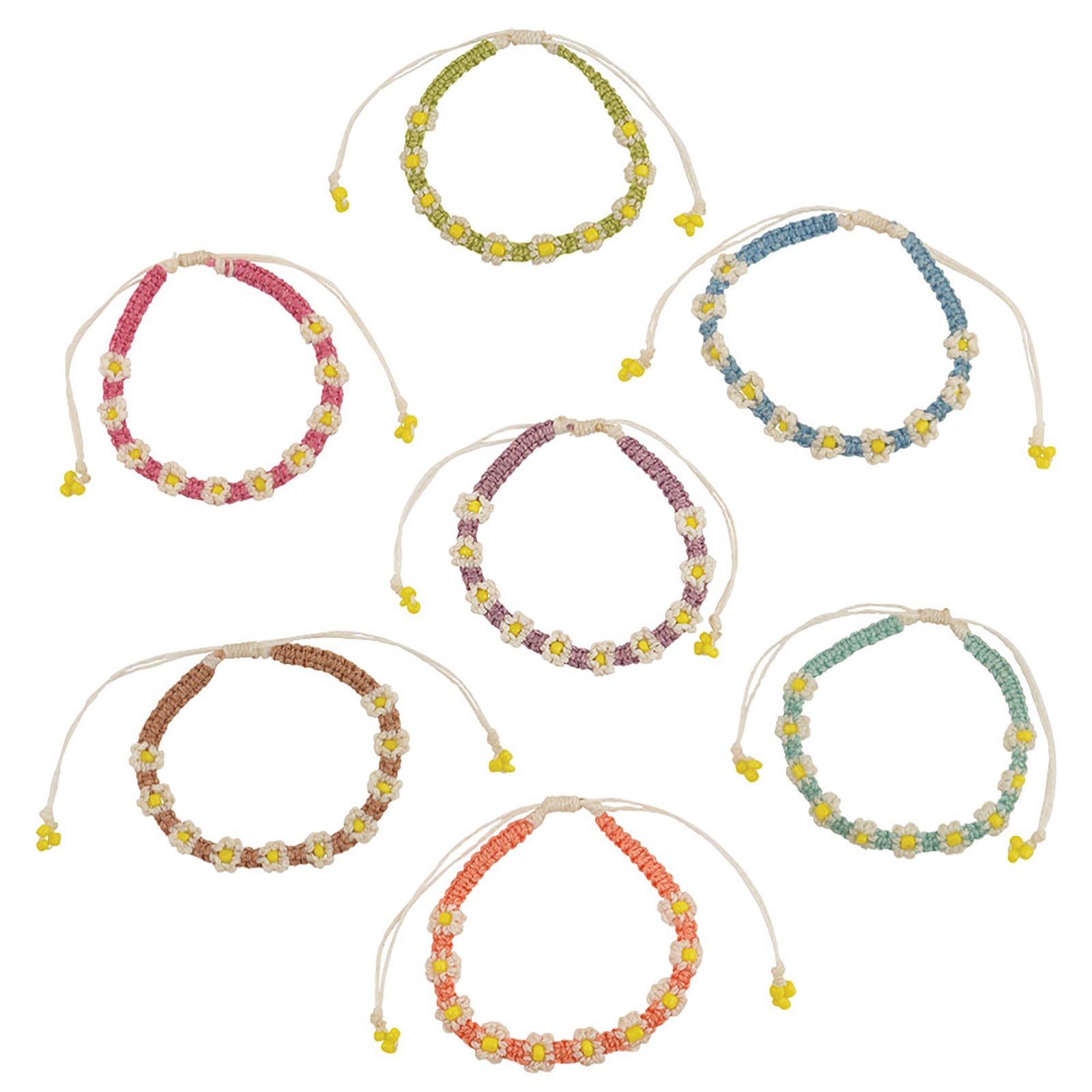 Macrame Daisy Wax Cord Bracelet - Viva life Jewellery