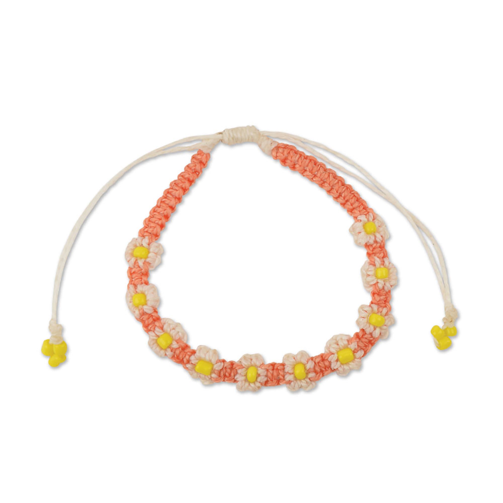 Macrame Daisy Wax Cord Bracelet - Viva life Jewellery