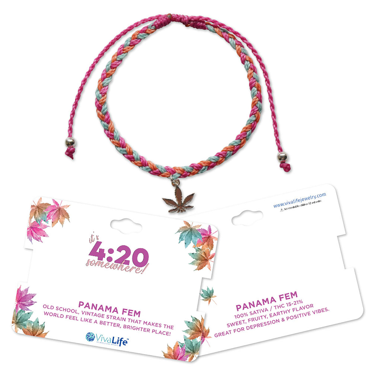 Pot Leaf Wax Cord Bracelet - Viva life Jewellery