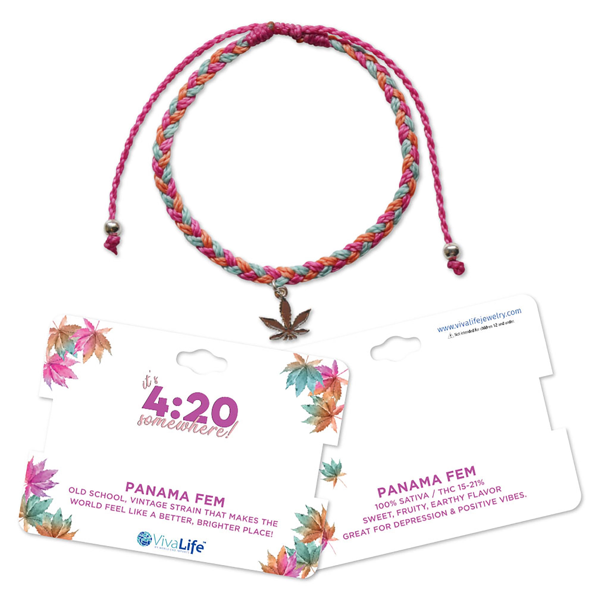 Pot Leaf Wax Cord Bracelet - Viva life Jewellery