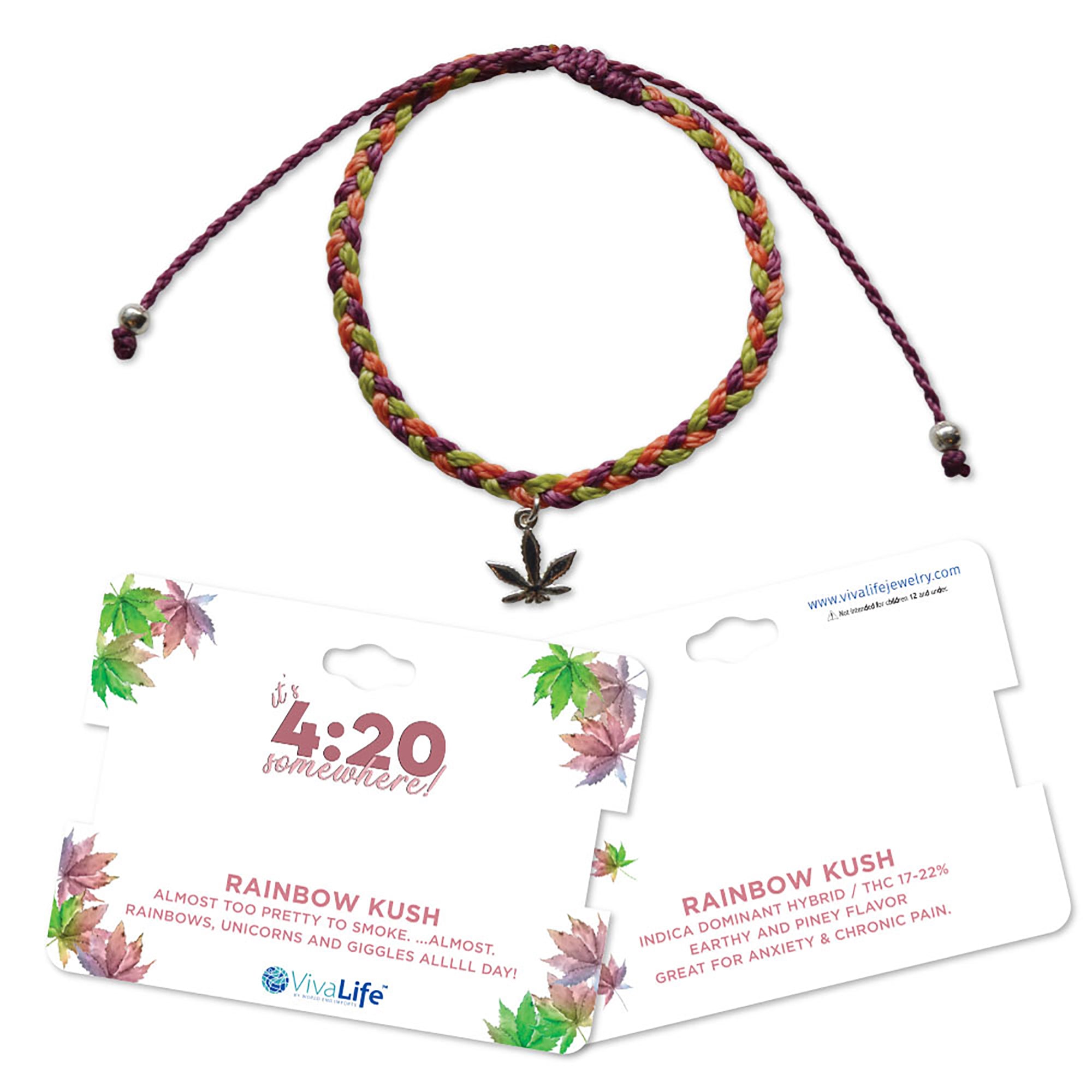 Pot Leaf Wax Cord Bracelet - Viva life Jewellery