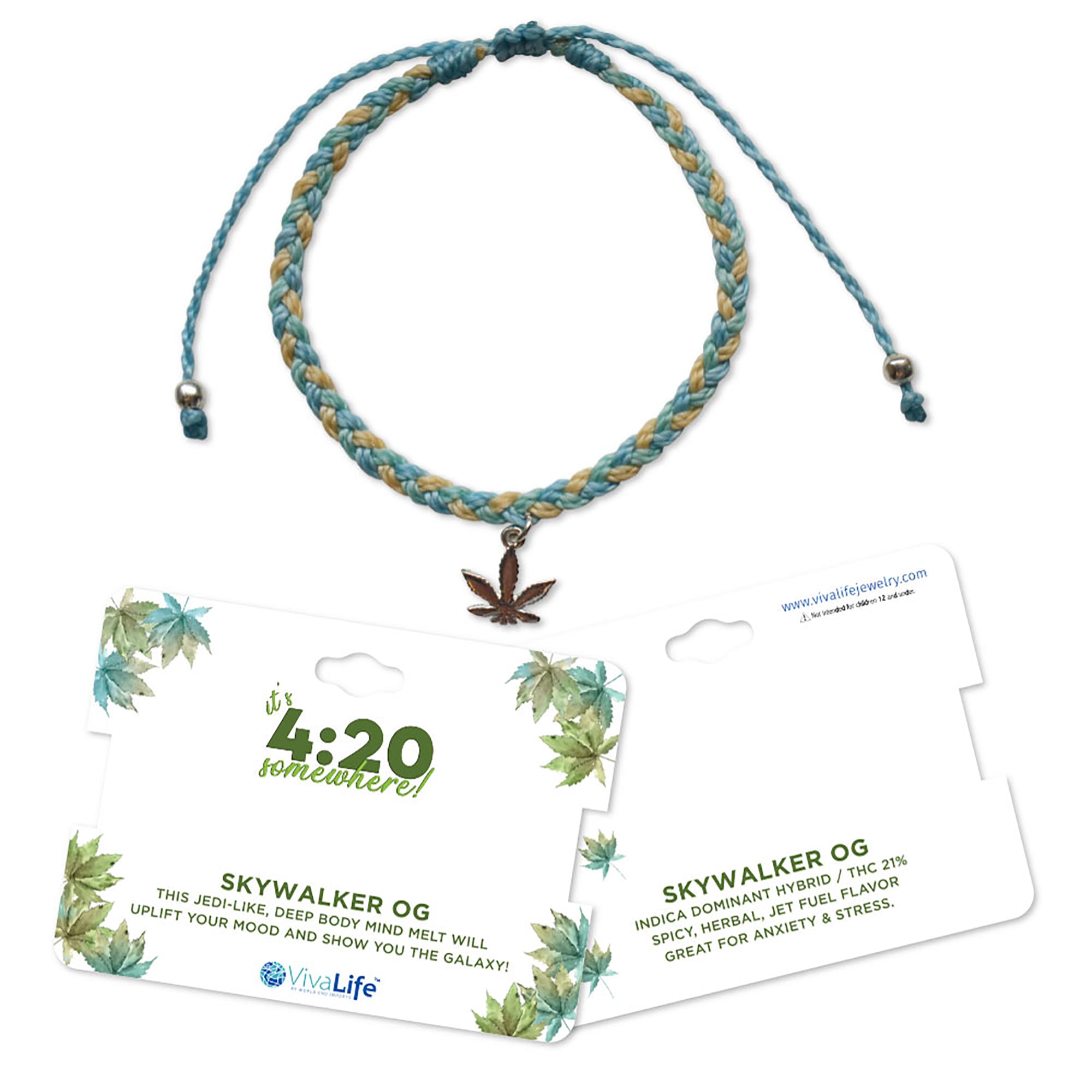 Pot Leaf Wax Cord Bracelet - Viva life Jewellery