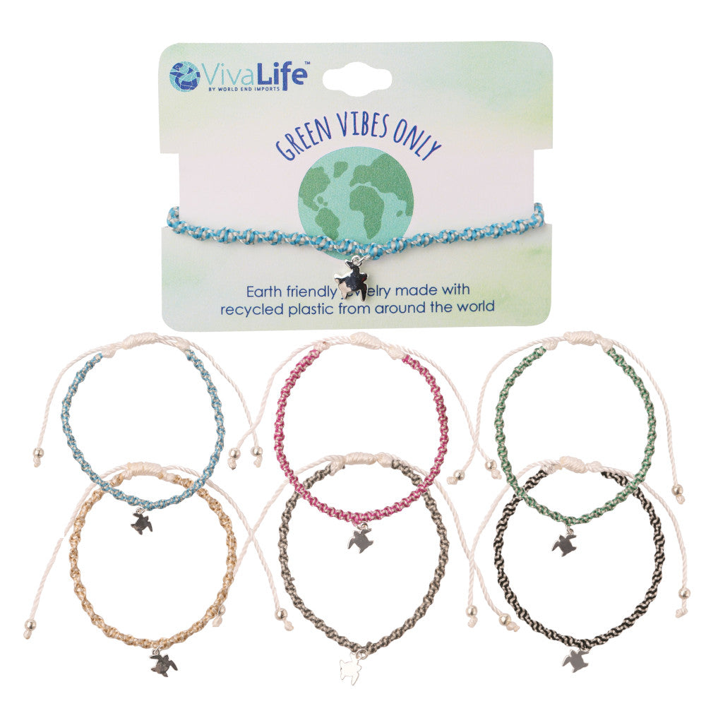 Handmade Colorful GREEN VIBES ONLY Animal Charm Bracelet