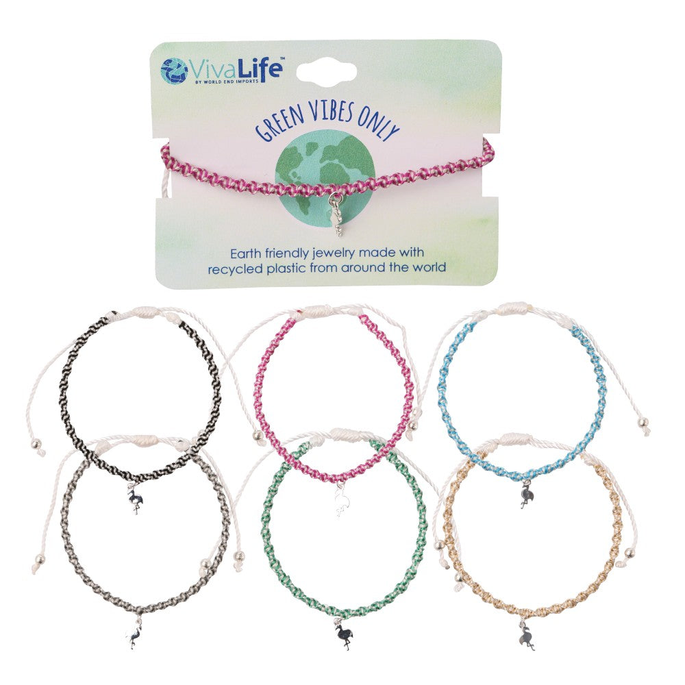 Handmade Colorful GREEN VIBES ONLY Animal Charm Bracelet