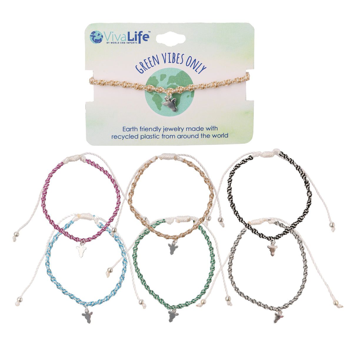 Handmade Colorful GREEN VIBES ONLY Animal Charm Bracelet