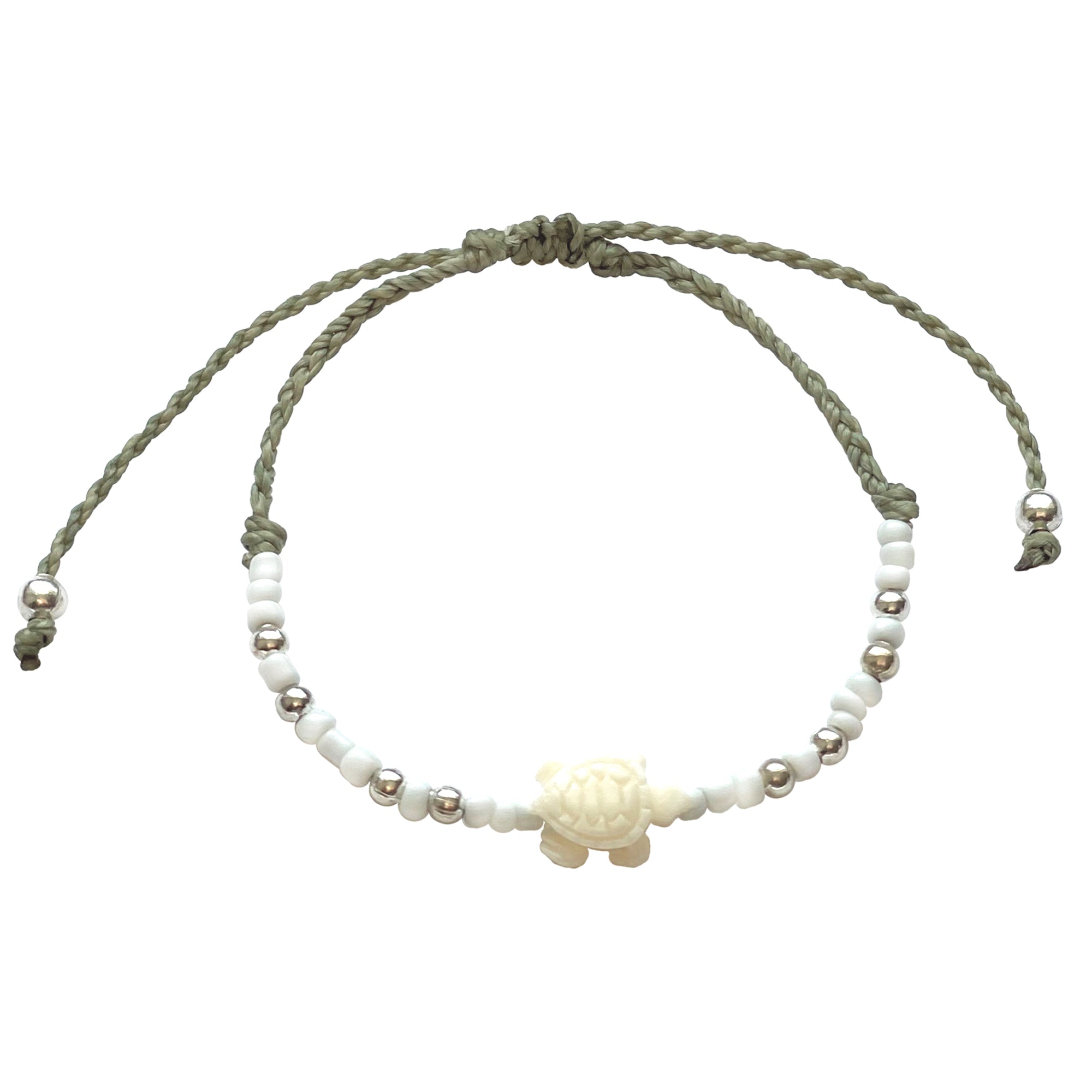 Colorful Resin Sea Turtle Seed Bead Cord Anklet