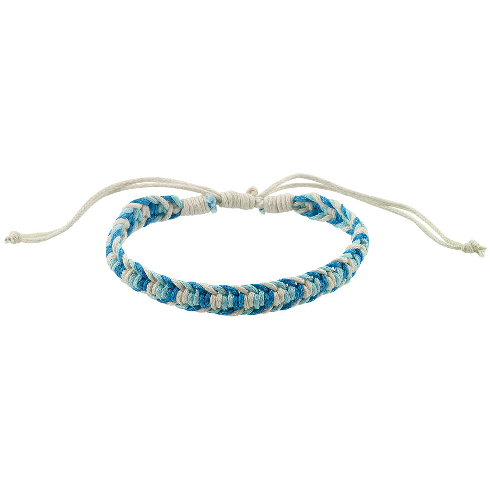 Blue Hues Linen and Macrame Bracelet